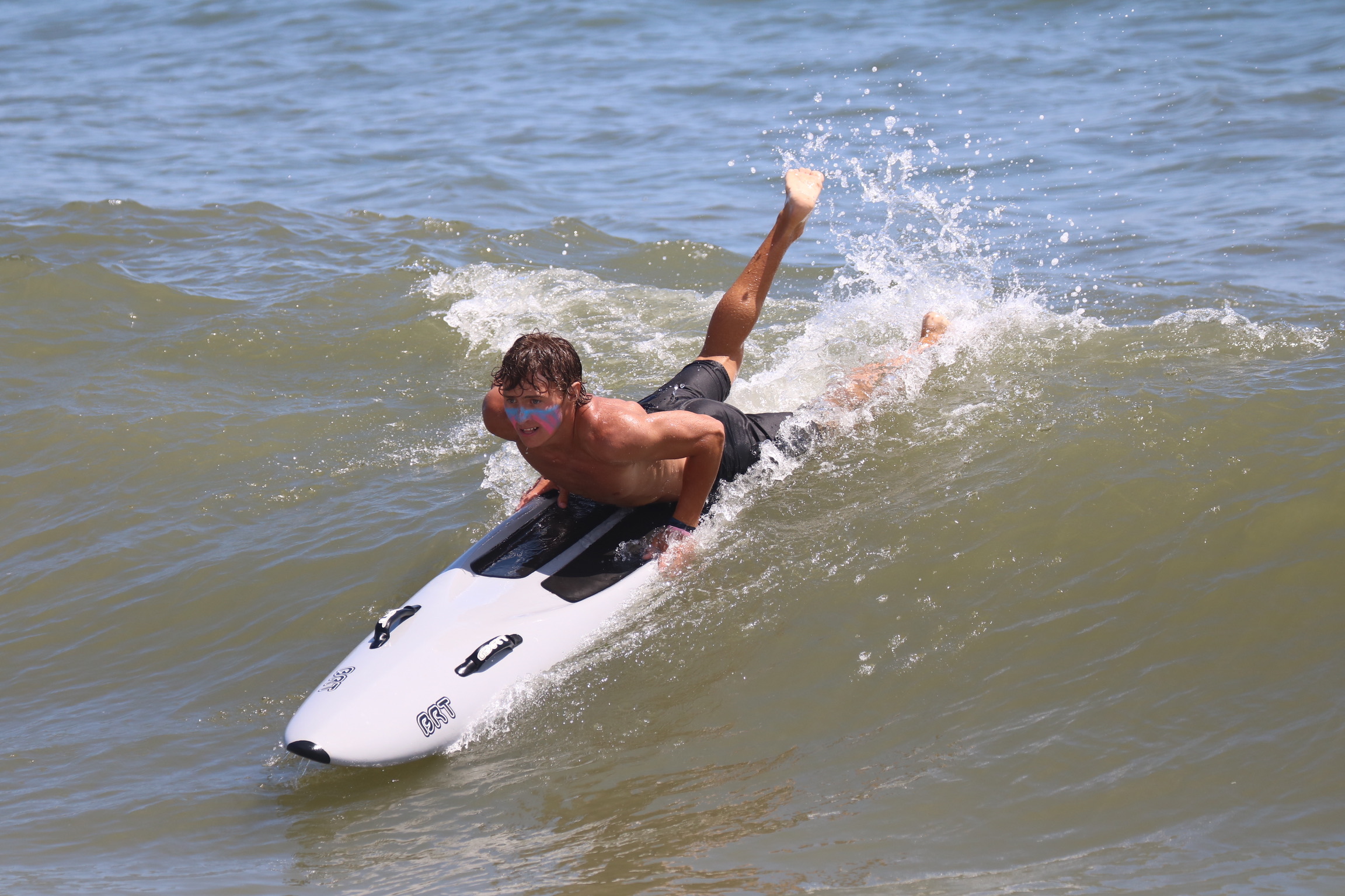 Junior lifeguard Luke Castillo won several events over the weekend, including on a paddleboard. CINTIA PARSONS