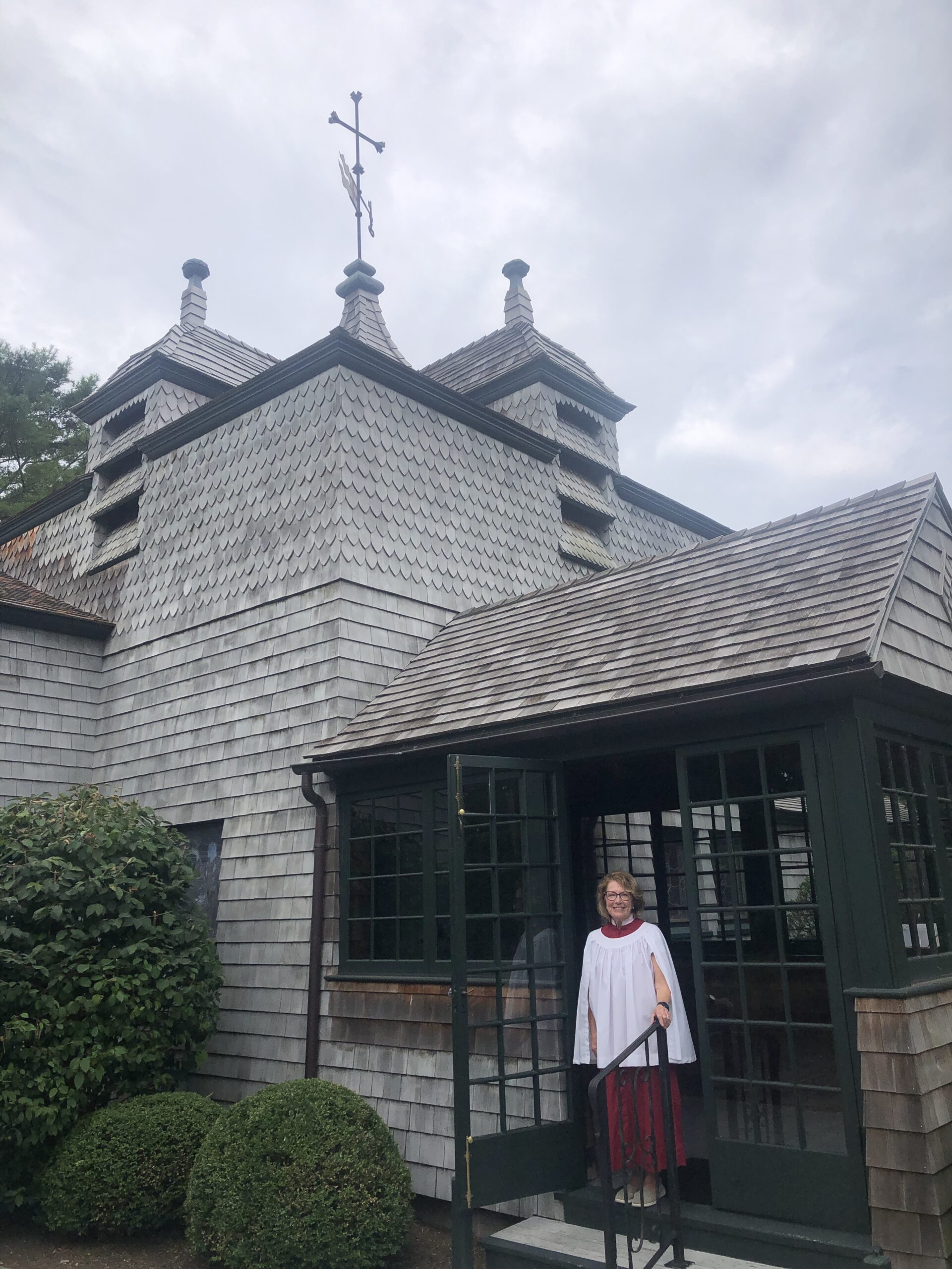 Tricia Feiler at the Church of the Atonement in Quogue. She has been the choir director and organist at the episcopal church, which is only open in the summer, for 50 years.