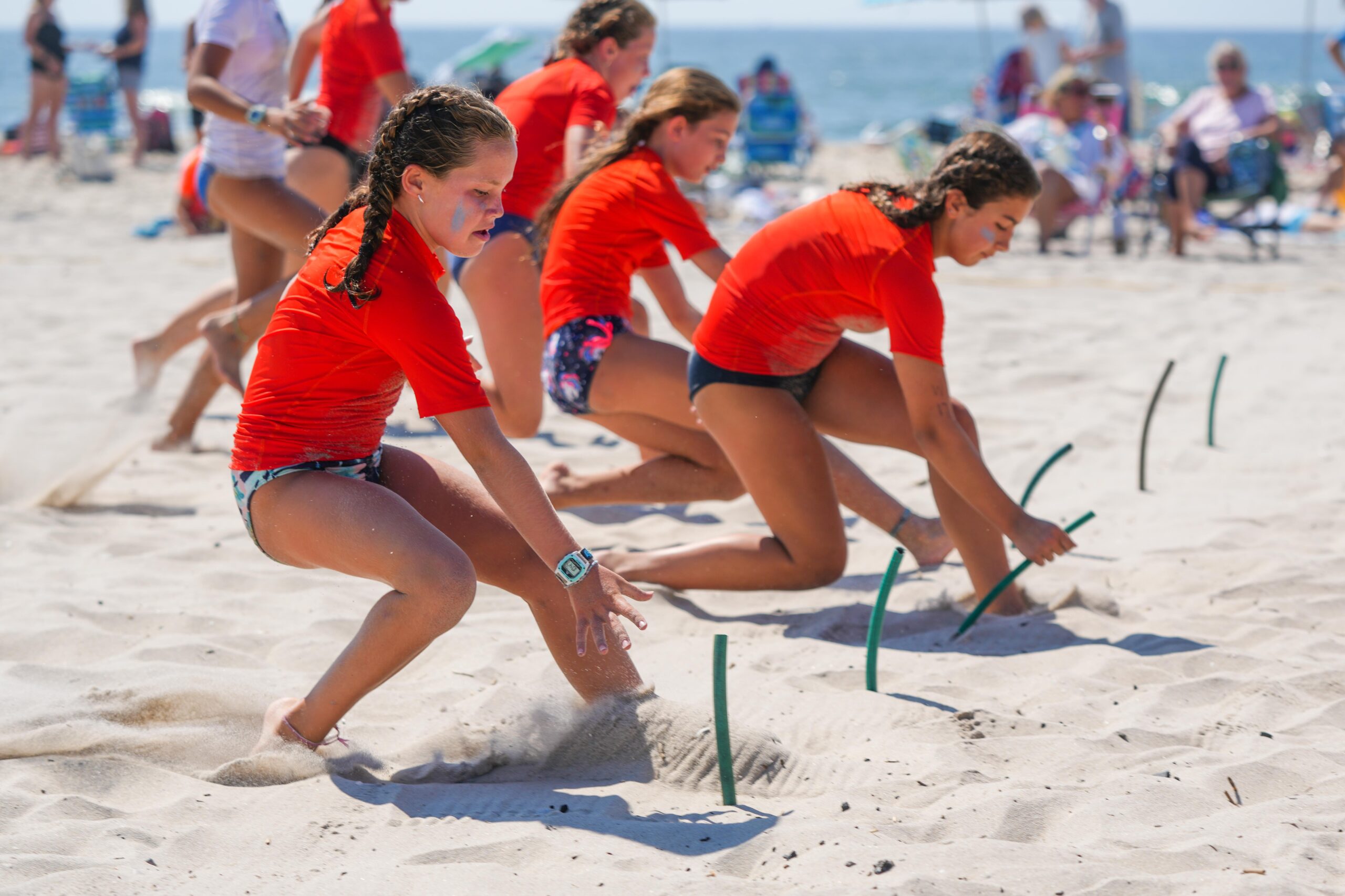 Southampton Town hosted its annual junior lifeguard tournament at Ponquogue Beach in Hampton Bays on Saturday. RON ESPOSITO PHOTOS