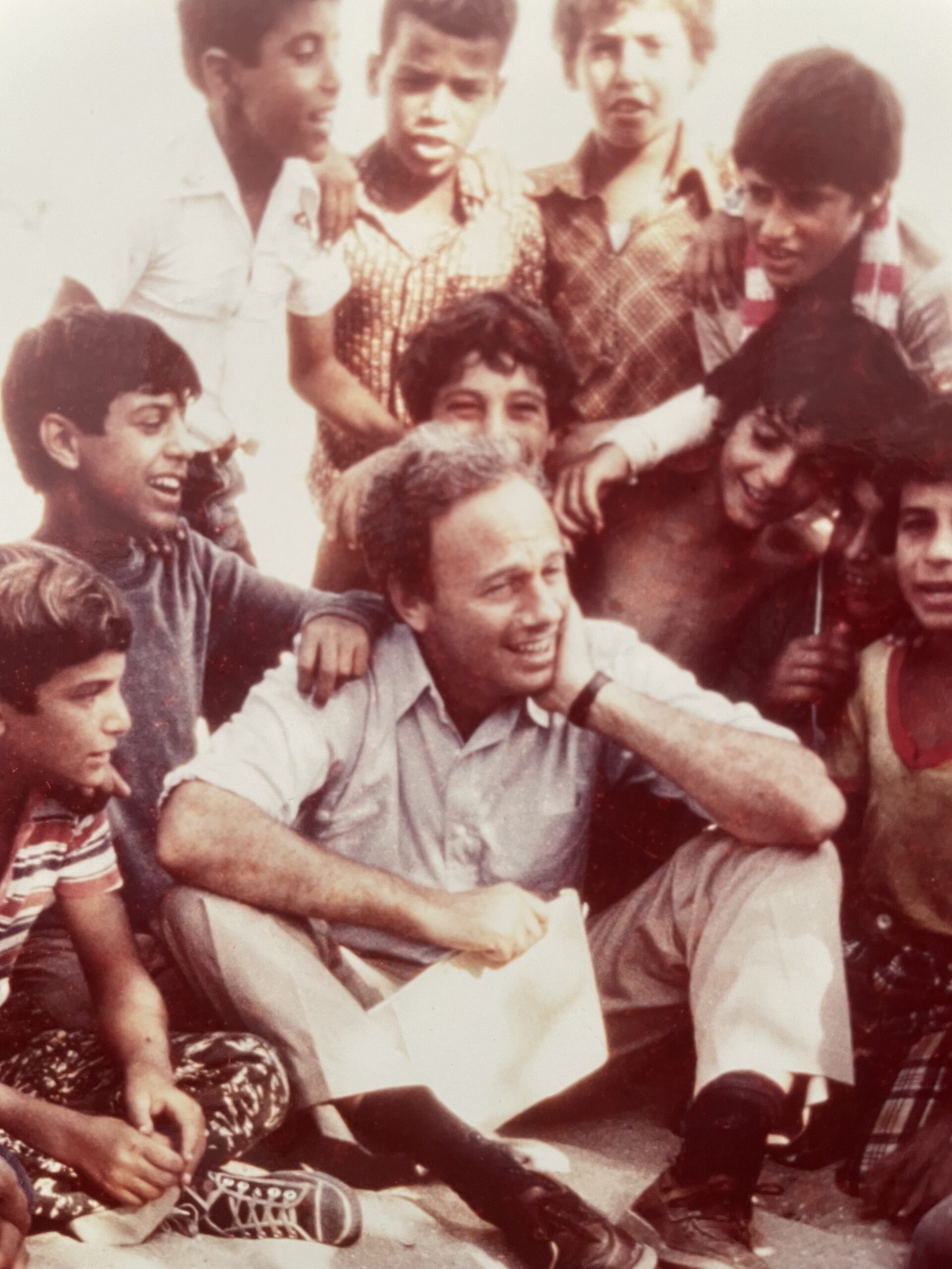 Roger Rosenblatt with Palestinian children in Beirut. COURTESY THE AUTHOR