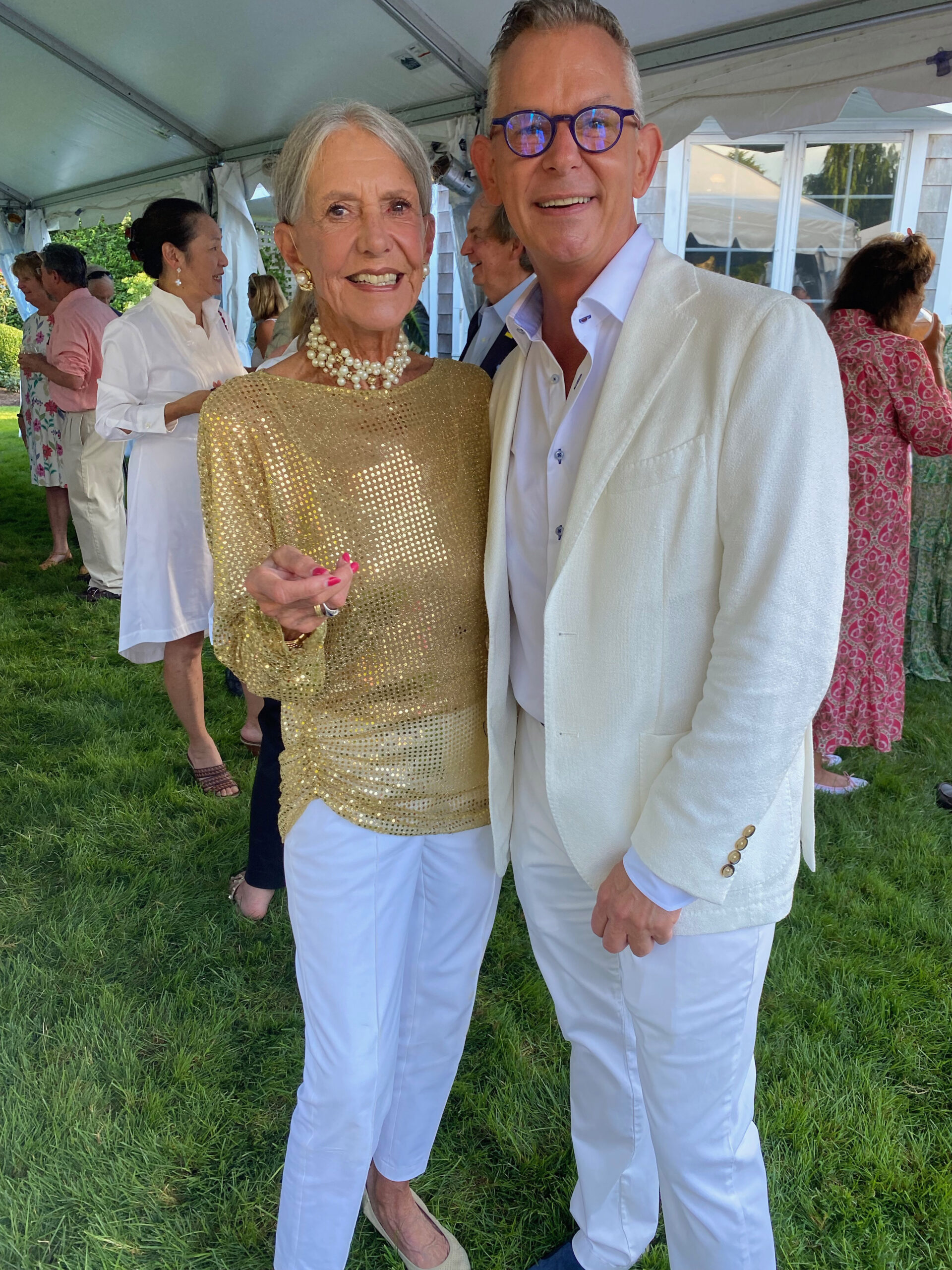 Lyn Hamer and Jim Berkrot at the Southampton  Rose Society cocktail party on Saturday.  GREG D'ELIA