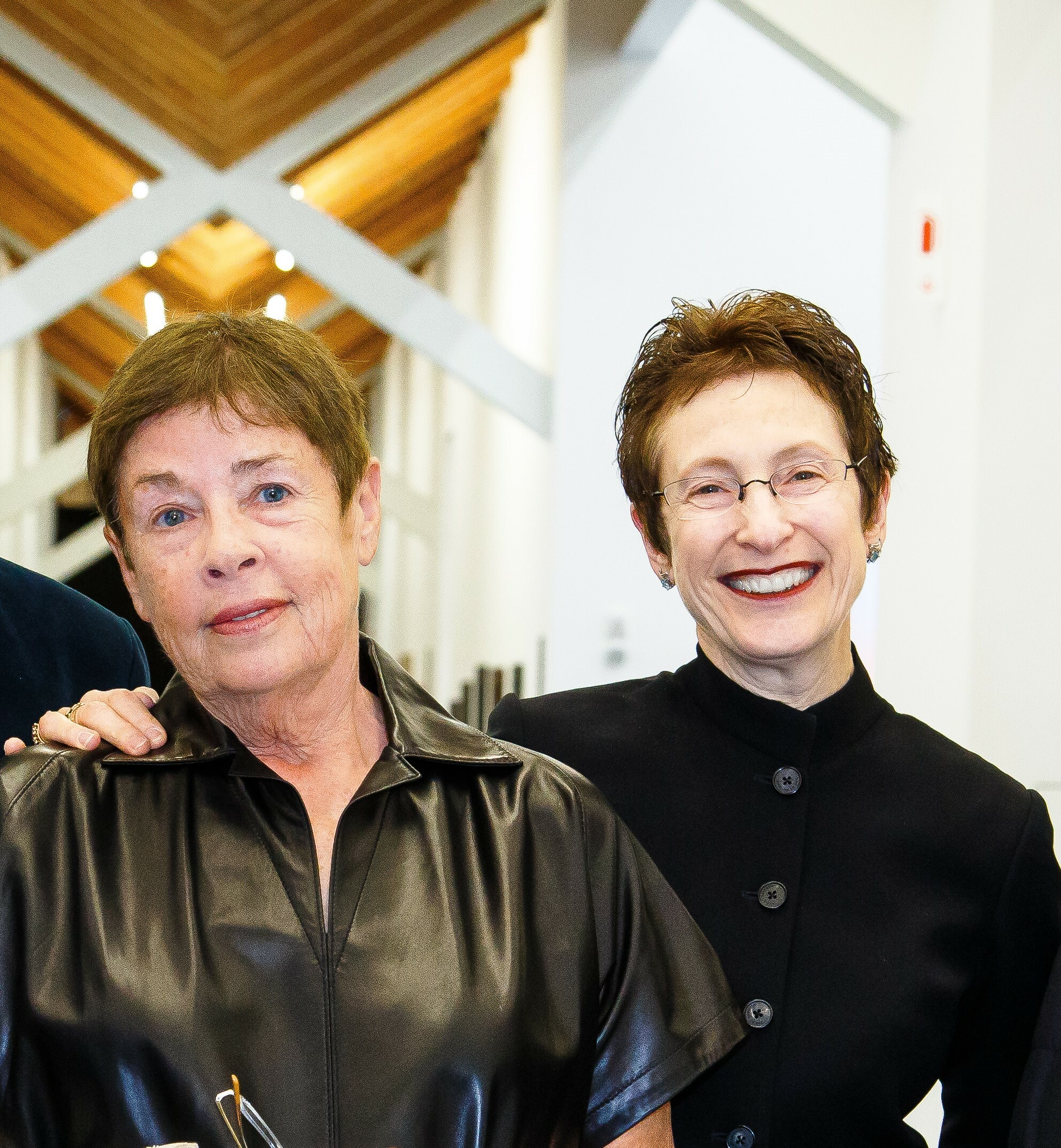 Artist Jennifer Bartlett with Terrie Sultan at the Parrish Art Museum in 2014.