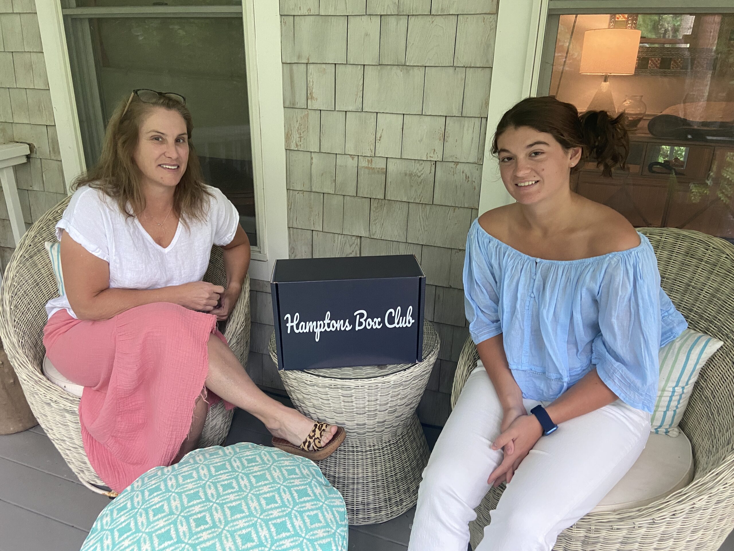 Nicole DiSunno and Tessa Kohr, the mother dauther duo that created and runs Hamptons Box Club at their home in East Hampton. JULIA HEMING