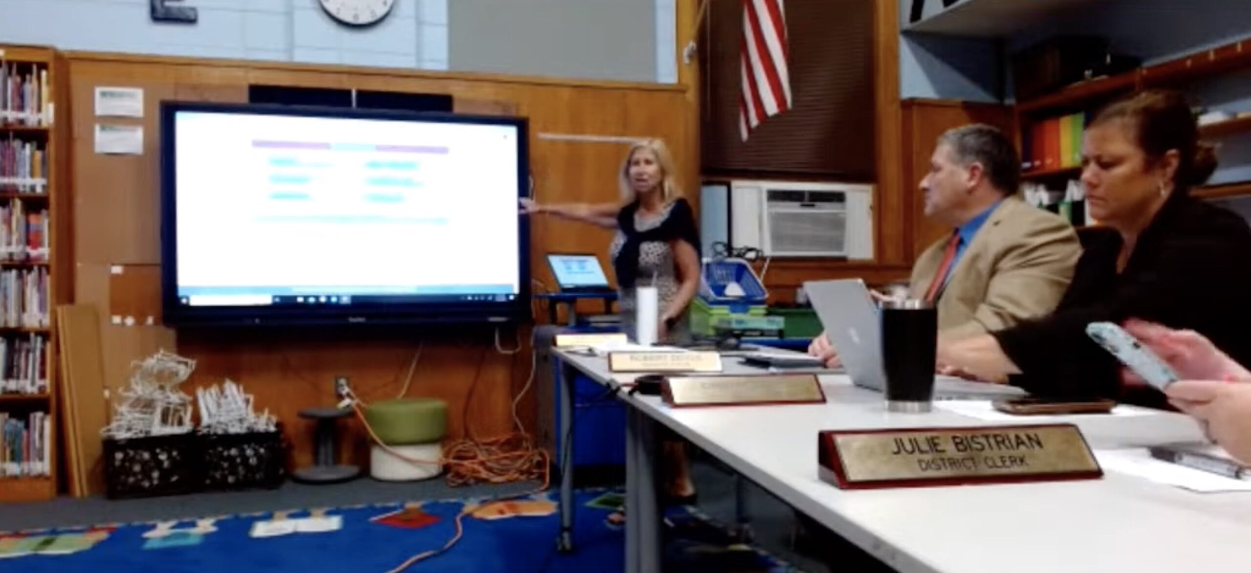 Springs School Superintendent Debra Winter goes over the use of the application ParentSquare and options for a website redesign during the July 26 board of education meeting.