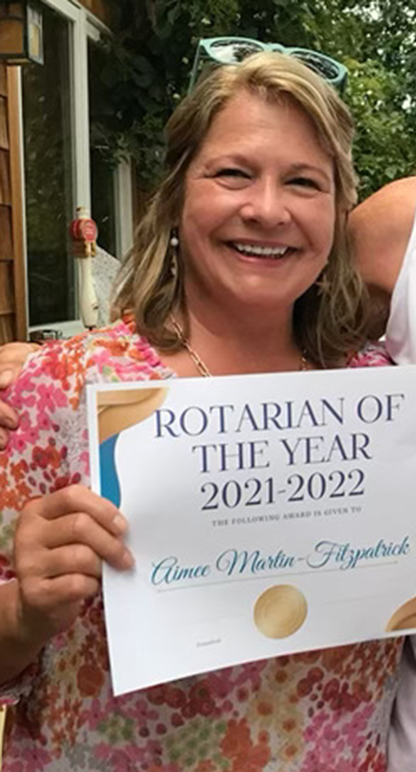 At the annual meeting of the Westhampton Rotary Club last month, Aimee Fitzpatrick Martin and Beth Wiseman were named Rotarians of the Year and presented with certificates by Peggy Jayne, president of Westhampton Beach Rotary.  COURTESY BETH FLANAGAN