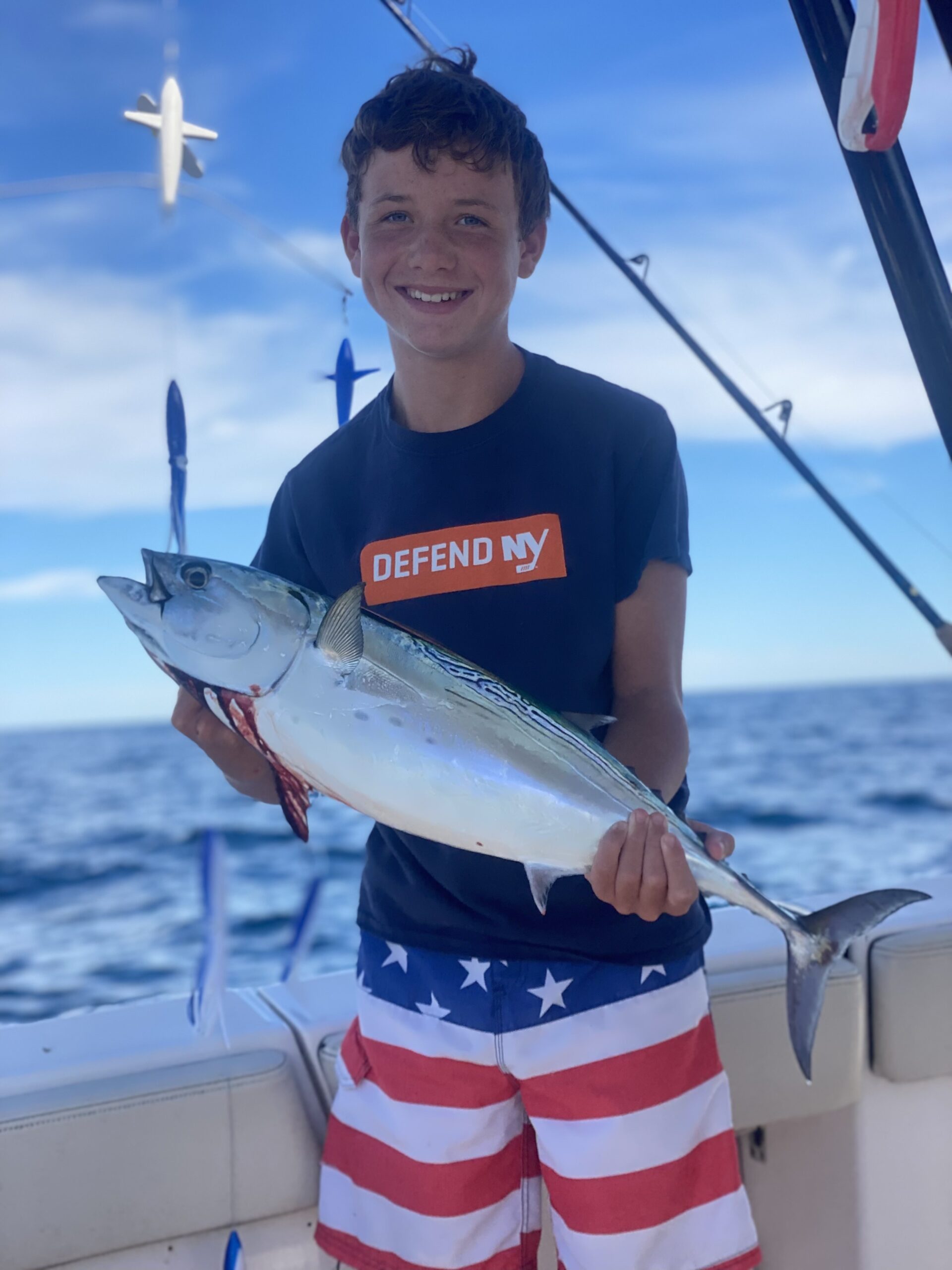 Carter Trelease with a nice false albacore caught out of Shinnecock Inlet.