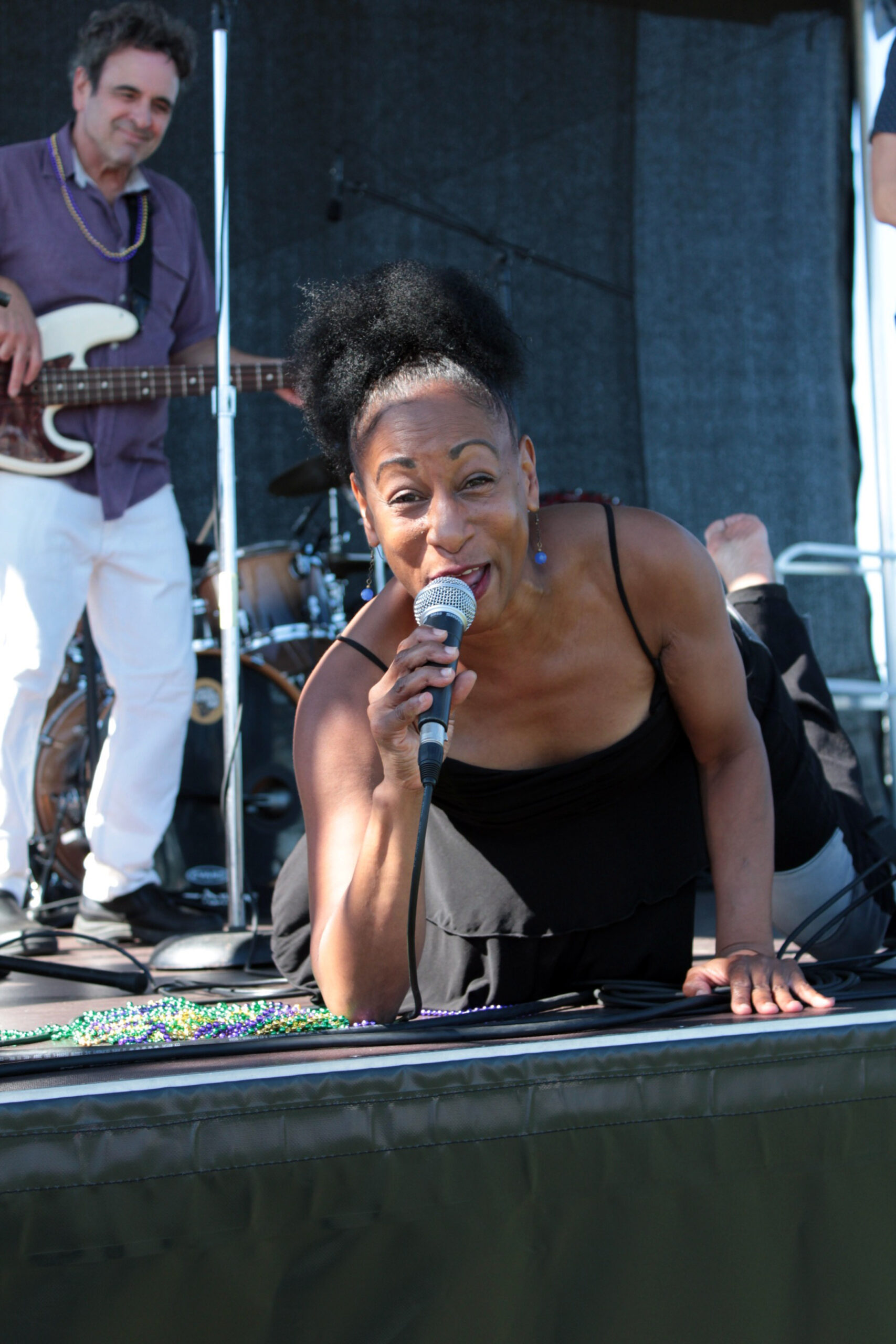 Singer Dawnette Darden and bass/guitar player Joe Lauro perform with the HooDoo Loungers on September 25 as part of the Sag Harbor American Music Festival. TOM KOCHIE