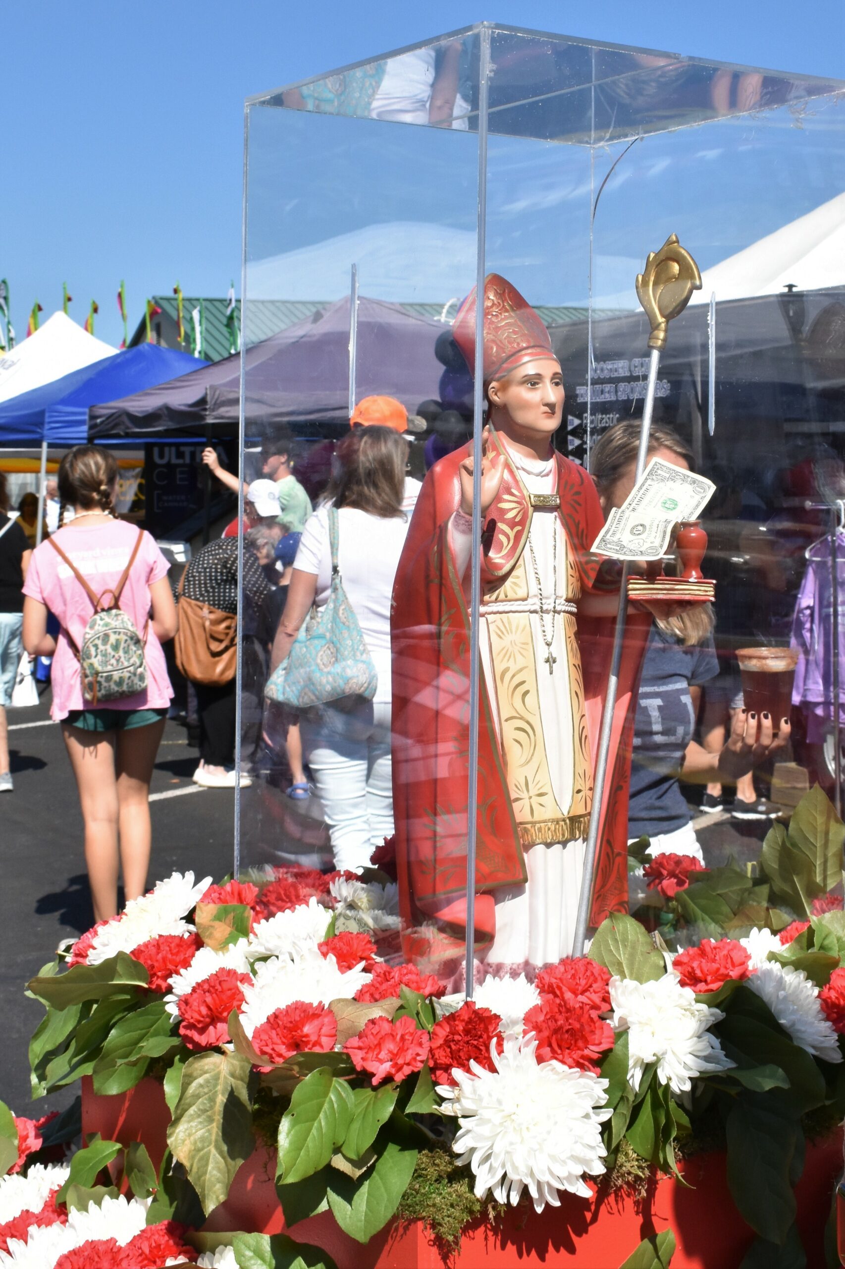 A statue of San Gennaro was brought over from Italy for the Hampton Bays Festival.     COURTESY SAN GENNARO COMMITTEE