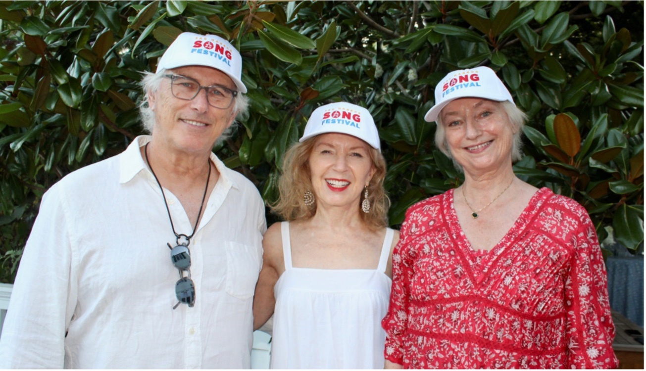 Eric Fischl and April Gornik, co-founders of The Church, with Lena Kaplan, founder of the Sag Harbor Song Festival. COURTESY THE CHURCH