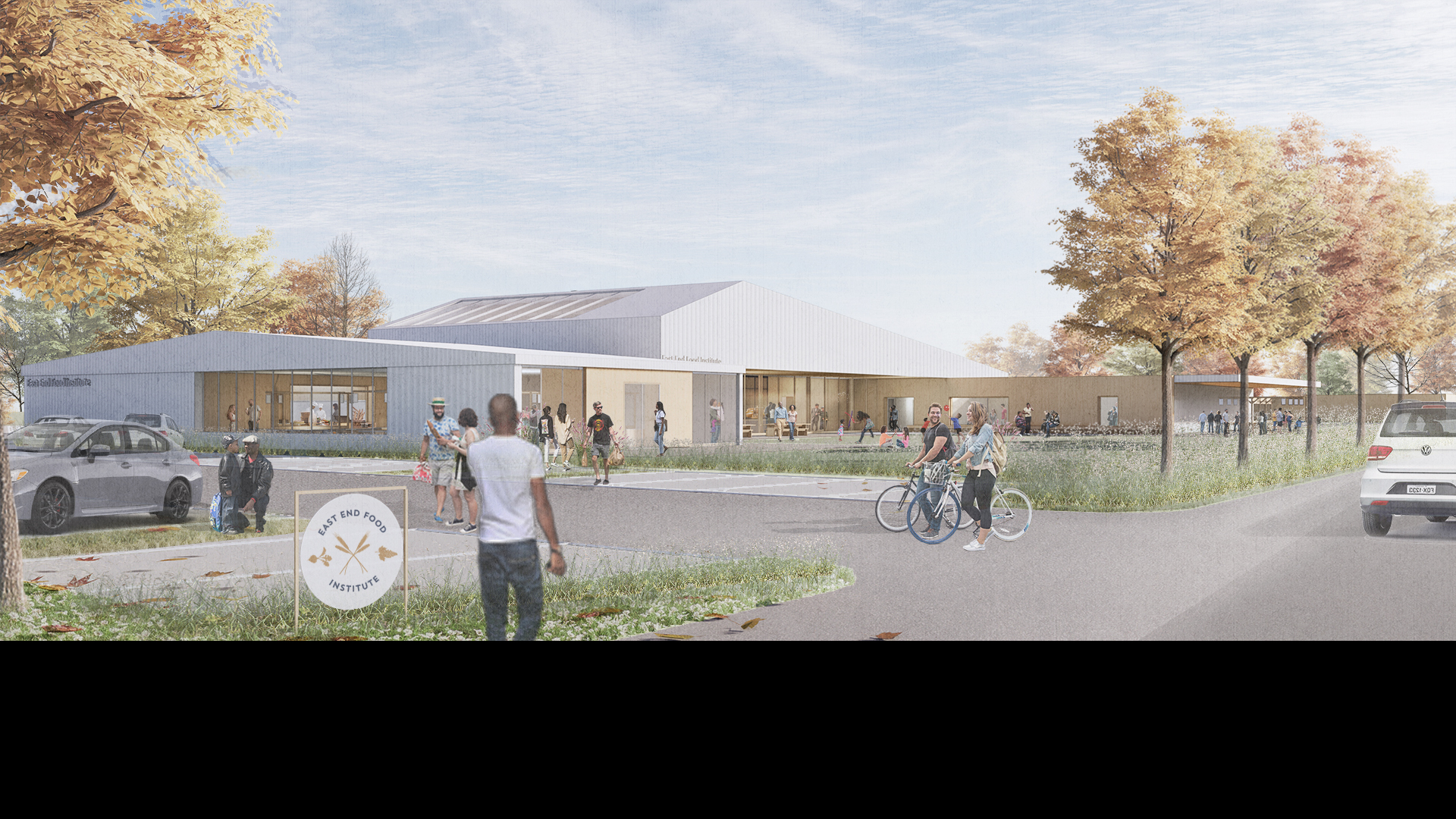 Renderings of plans for the proposed multi-million dollar East End Food Hub, which will be built in the location of the former Homeside Florist property in Riverhead. COURTESY EAST END FOOD INSTITUTE