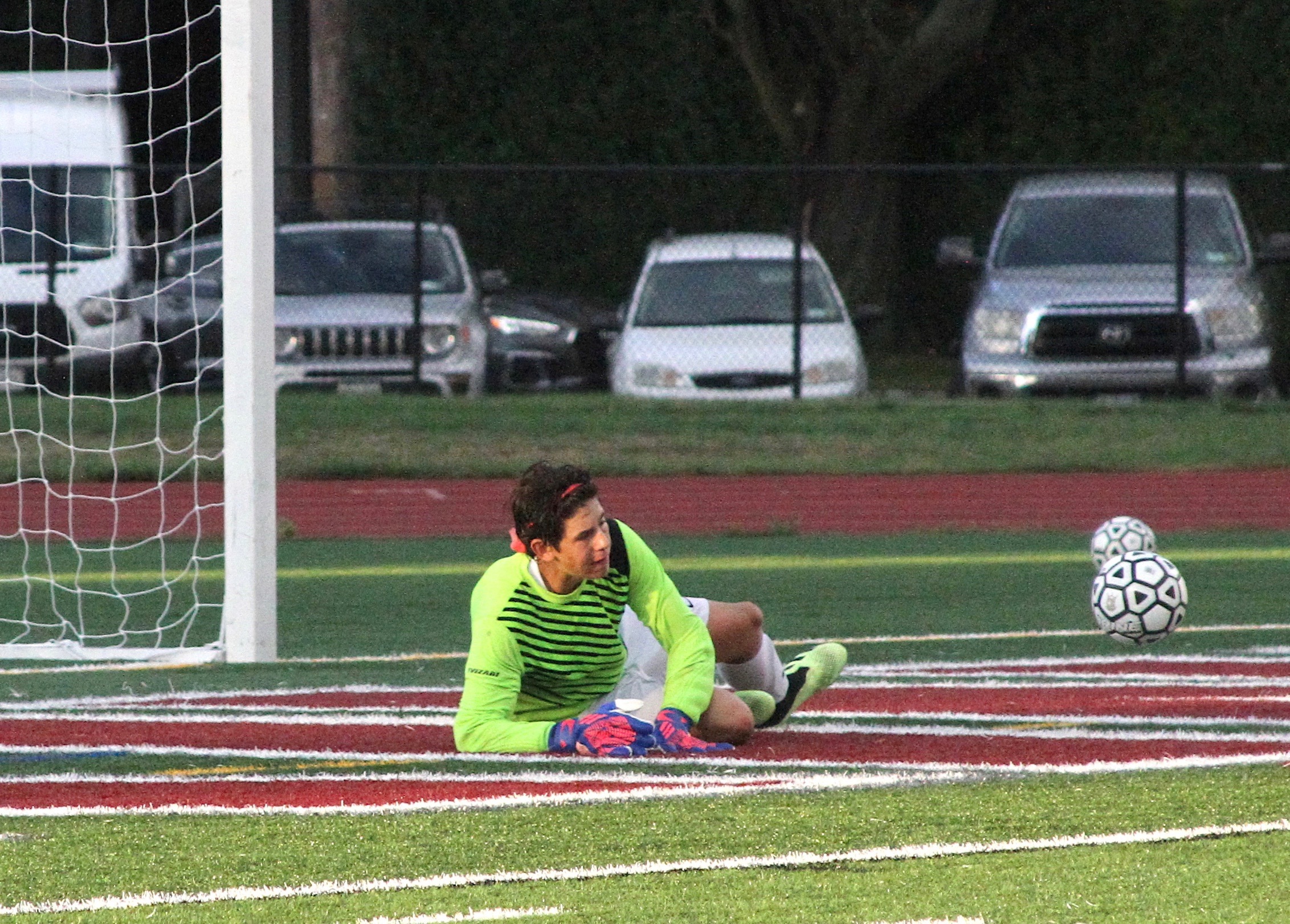 Pierson's Gavin Gilbride comes out of the net to make a save. DESIRÉE KEEGAN