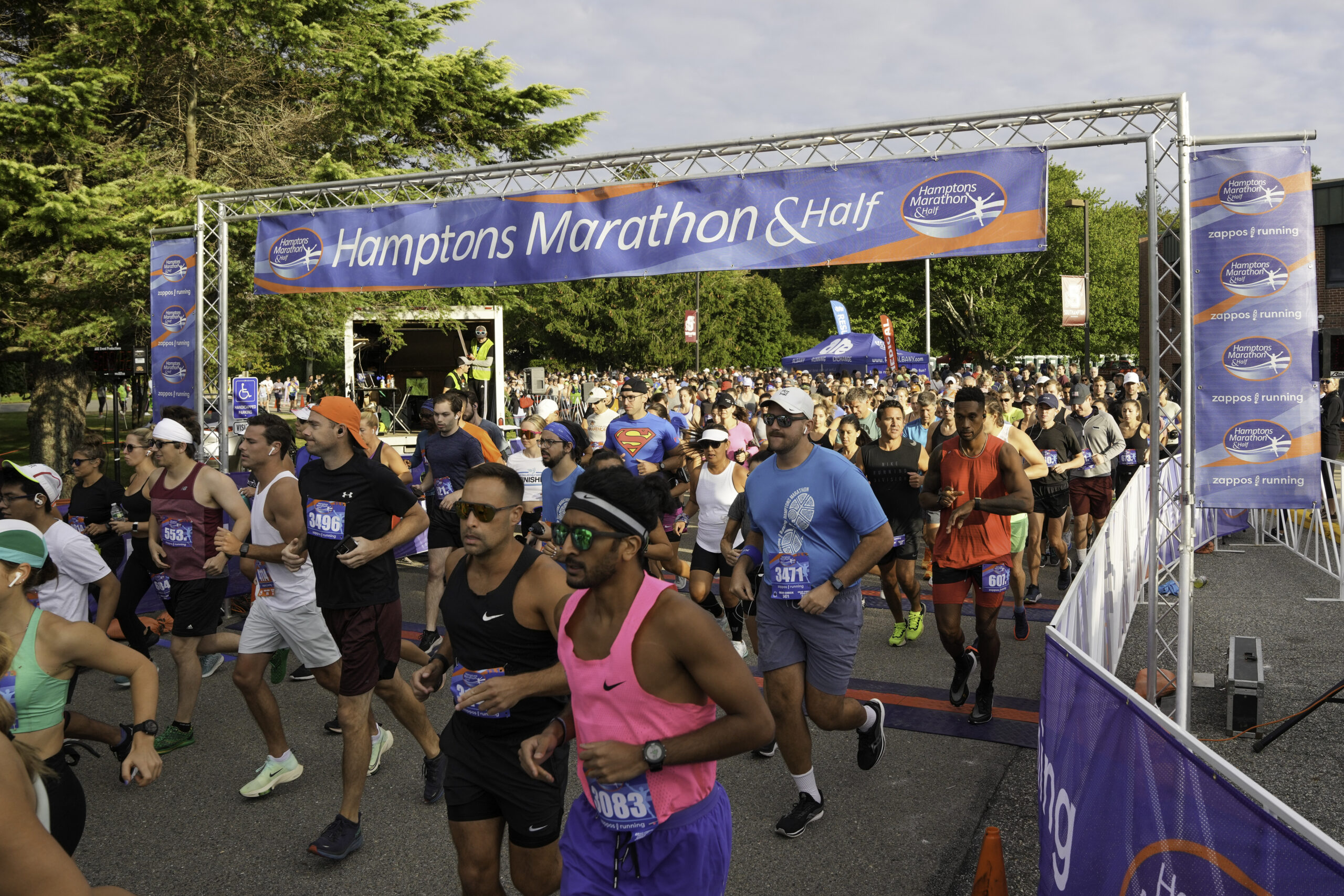 Runners start the 15th annual Hamptons Marathon and Half Marathon at the Southampton Intermediate School on Saturday.    RON ESPOSITO