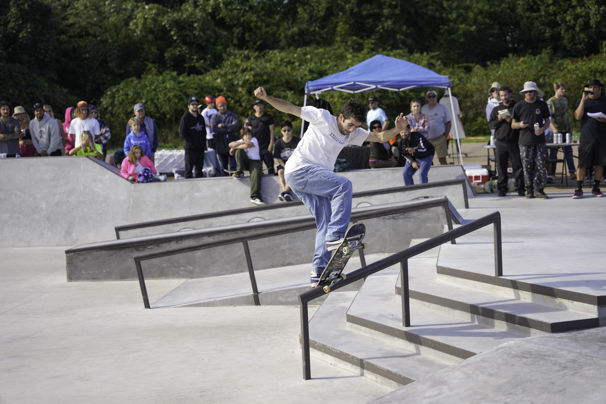 Pierson graduate Pat Chisholm won the 13 and over street course title at the Andy Kessler Day Memorial Tournament at the Lars Simonsen Montauk Skate Park on Saturday afternoon. RON ESPOSITO PHOTOS