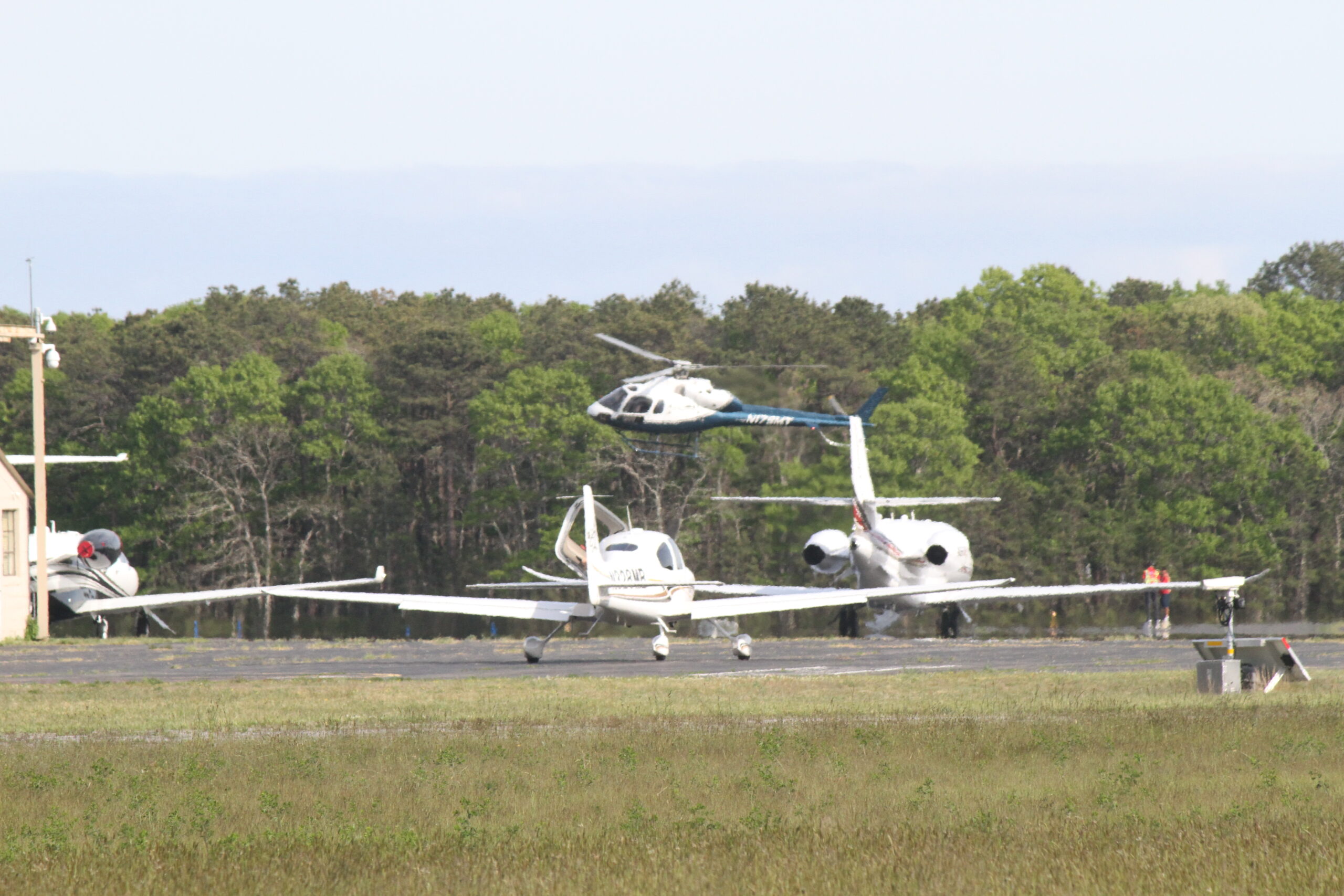 Fewer helicopter flights accounted for about half of the total drop in traffic at East Hampton Airport this summer, though traffic by jets and small propeller planes was also down.