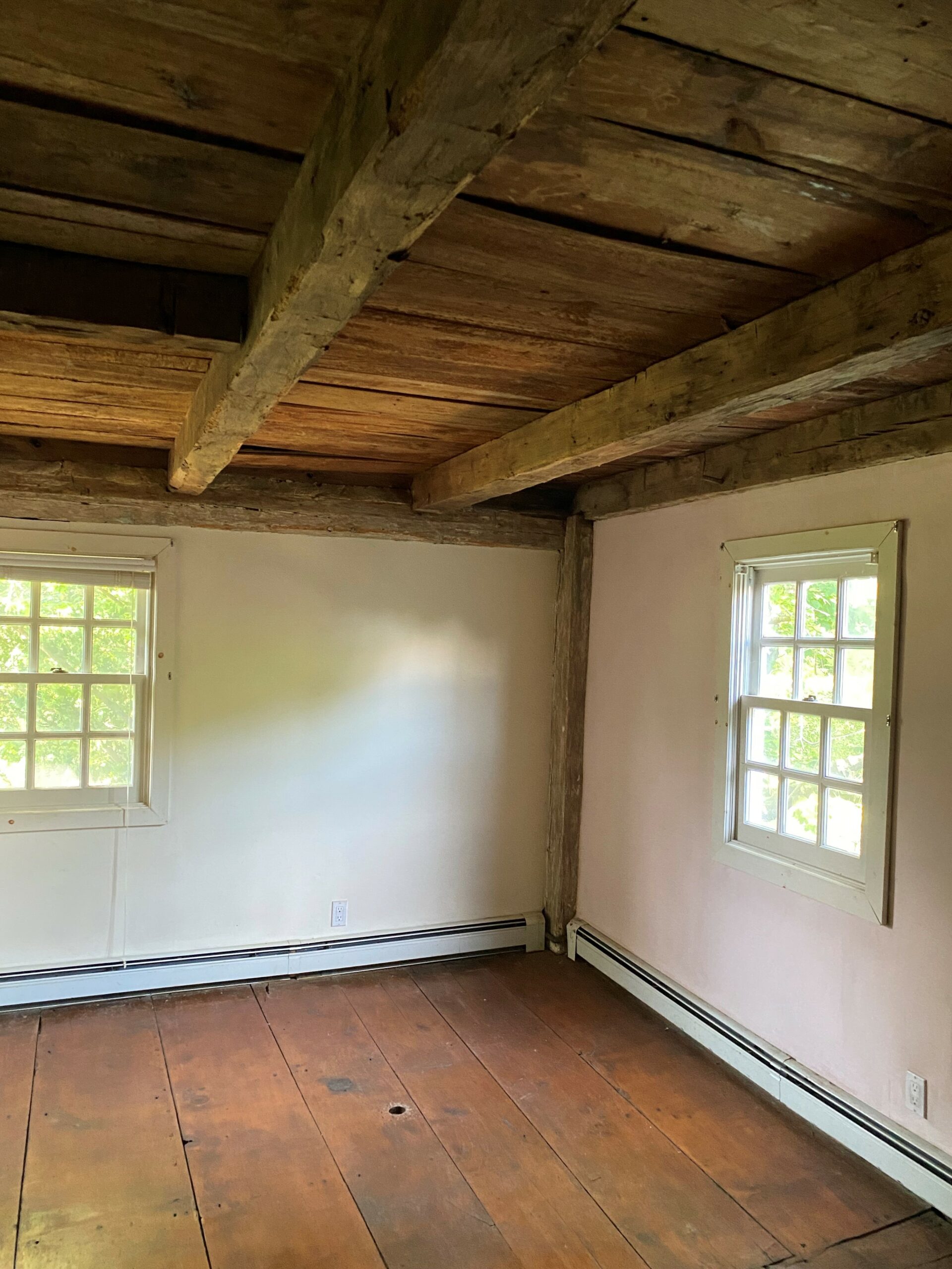 An interior view of exposed beams of the John Sandford House in Bridgehampton, which was taken apart in July. Southampton Town officials hope it will be reconstructed elsewhere in town.