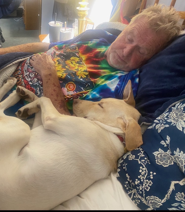 Vietnam veteran Chris Quirin with his dog, Layla, a rescue from Southampton Animal Shelter Foundation who was trained to be a companion dog through coordination with the group Operation Warrior Shield.