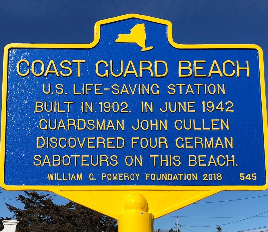 Sign at the Amagansett U.S. Life Saving & Coast Guard Station. EVE KARLIN