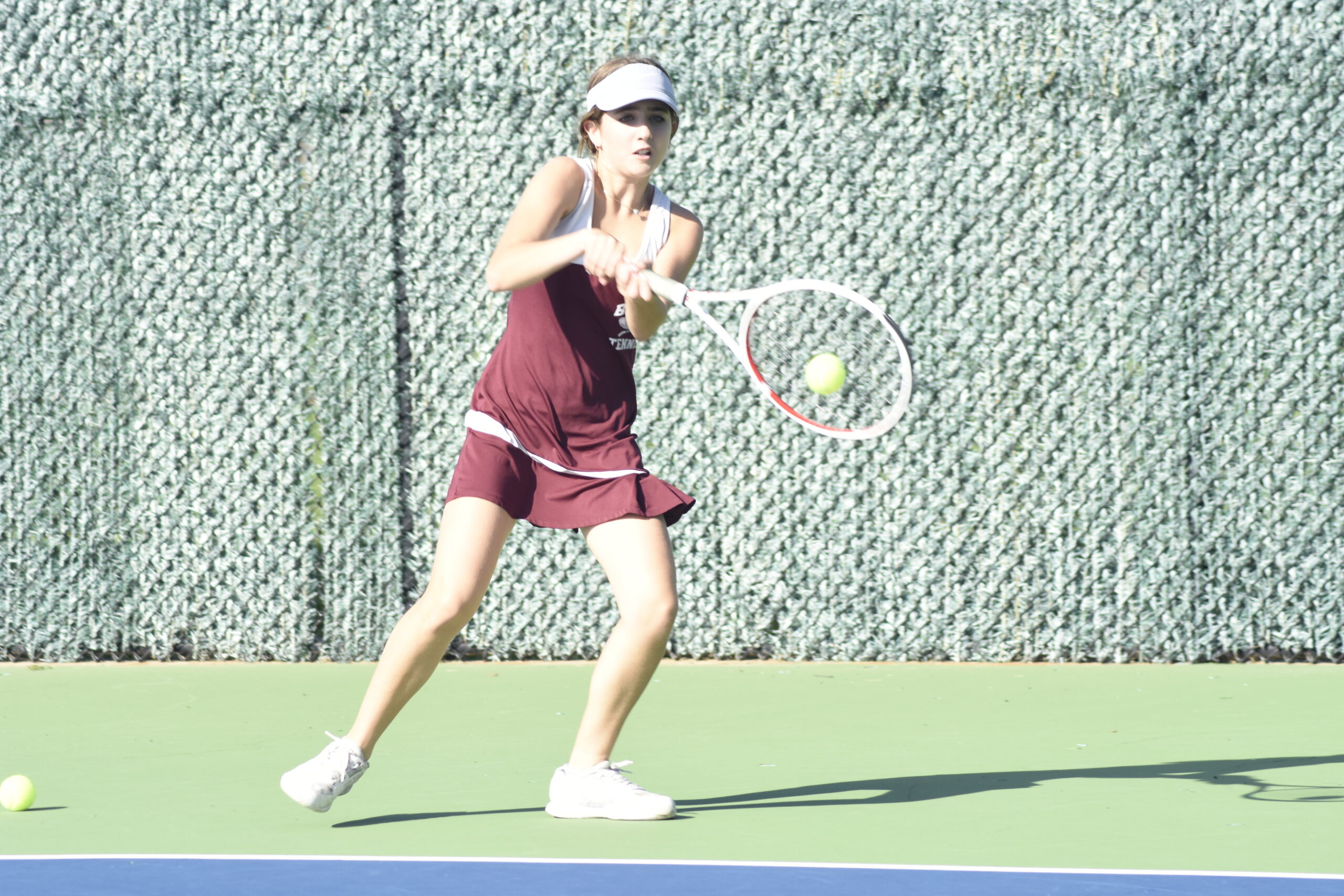 Pierson freshman Audrey Monaco competed against Ross last week for the East Hampton/Pierson girls tennis team.    DREW BUDD