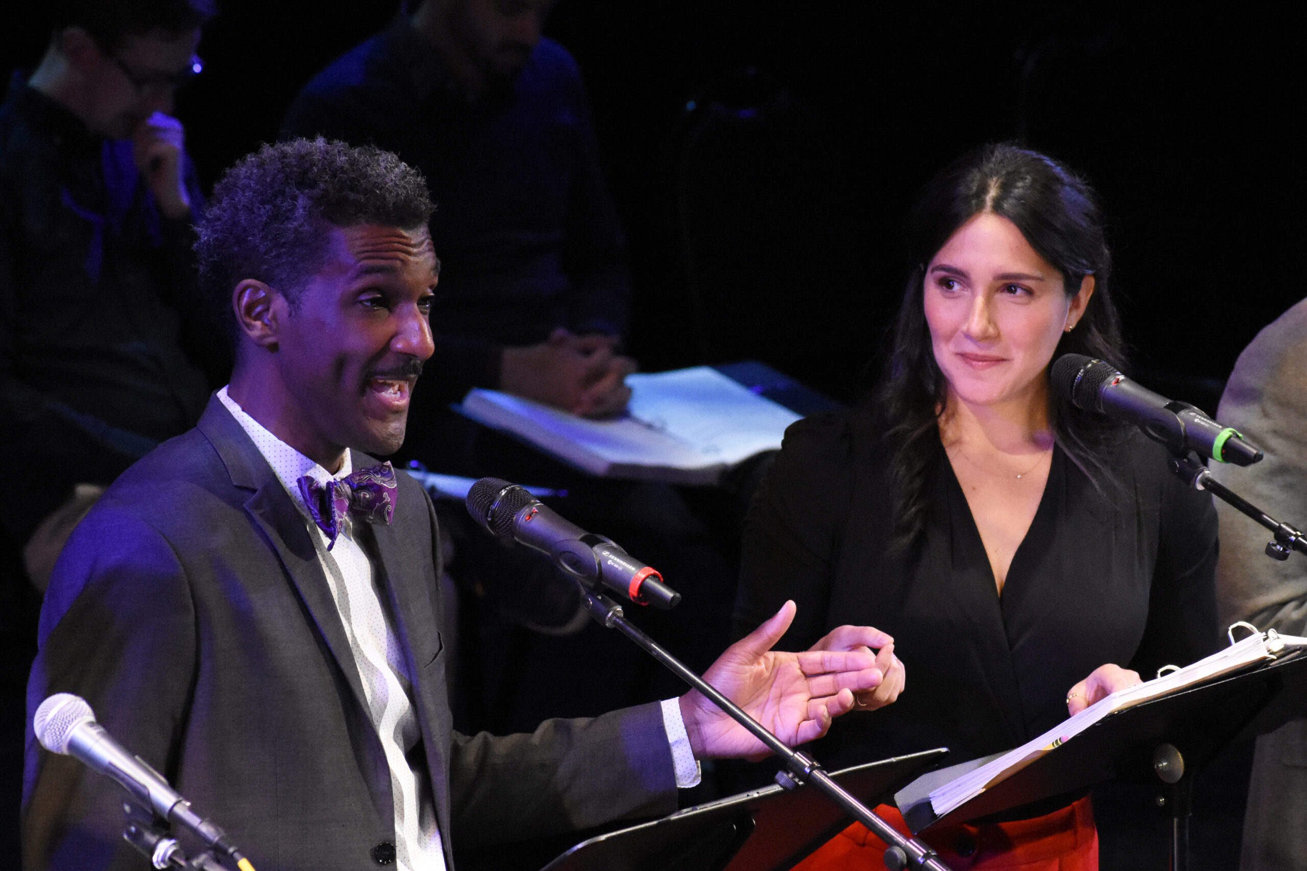 Benjamin H. Moore and Samantha Massell in the 2022 New Works reading of 