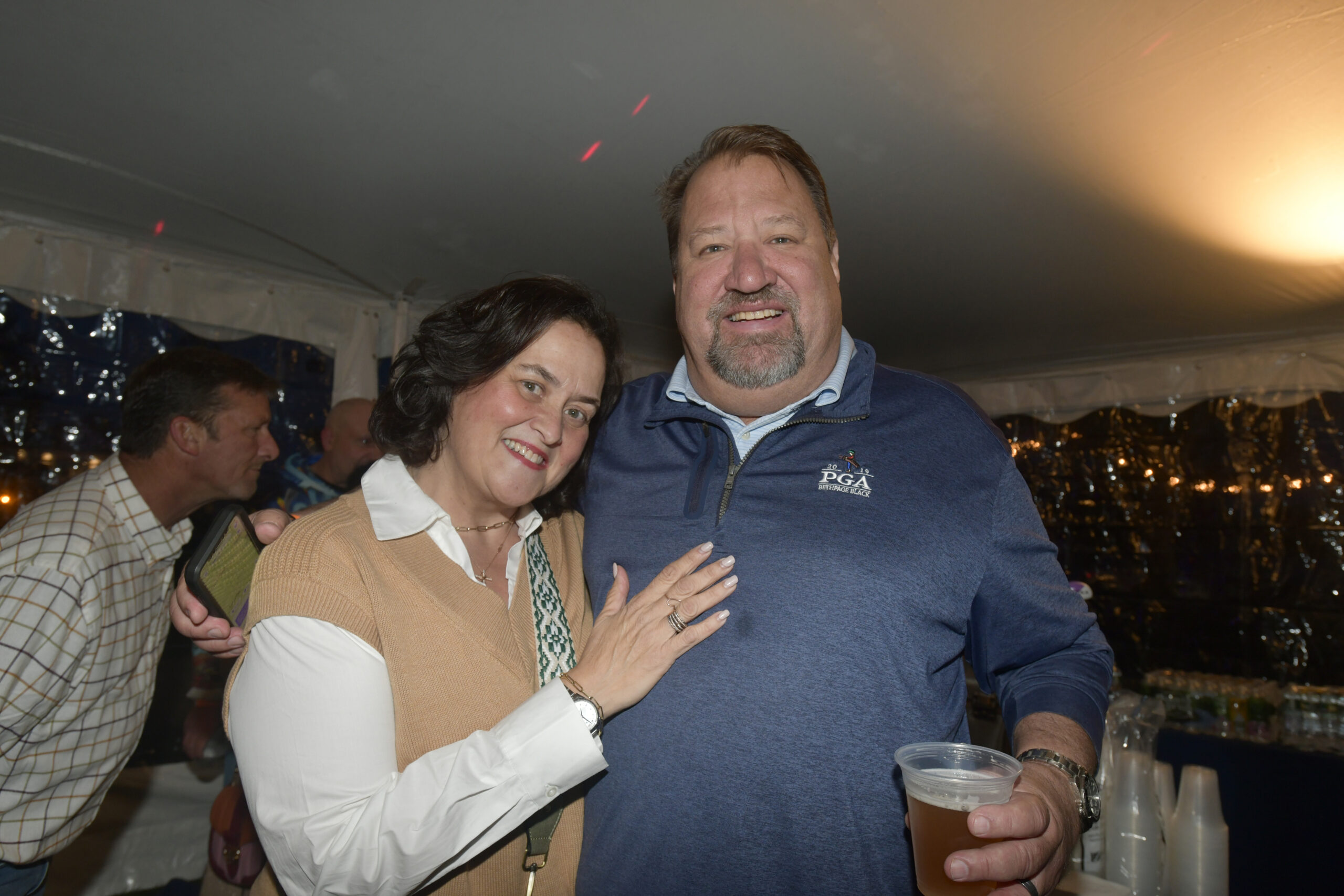 Doreen and Peter Gabrielson at the Southampton Rotary Club's SouthamptonFest kick-off party on Friday night in Agawam Park.  DANA SHAW