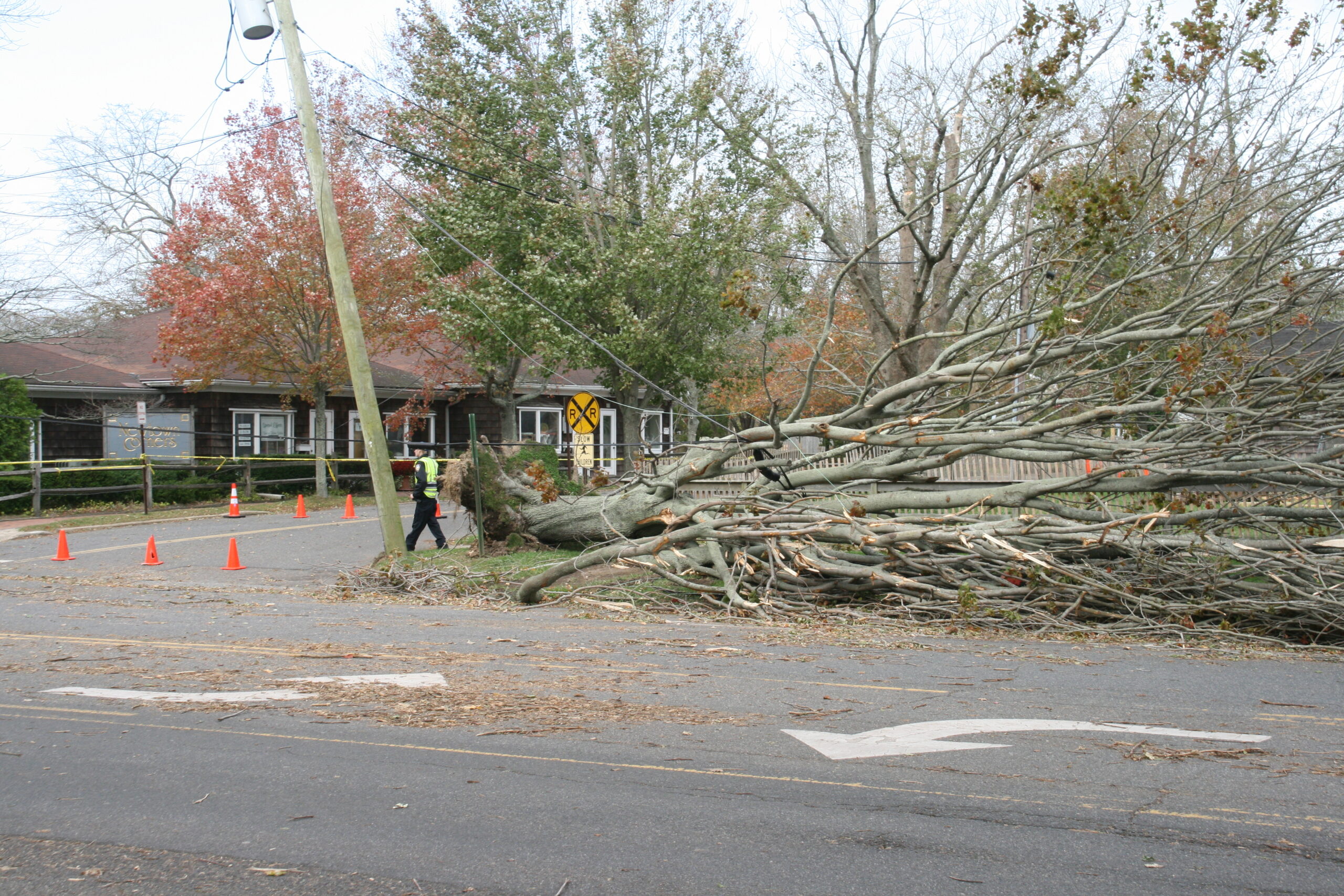 Newtown Lane in East Hampton Village the day after Sandy.  KYRIL BROMLEY
