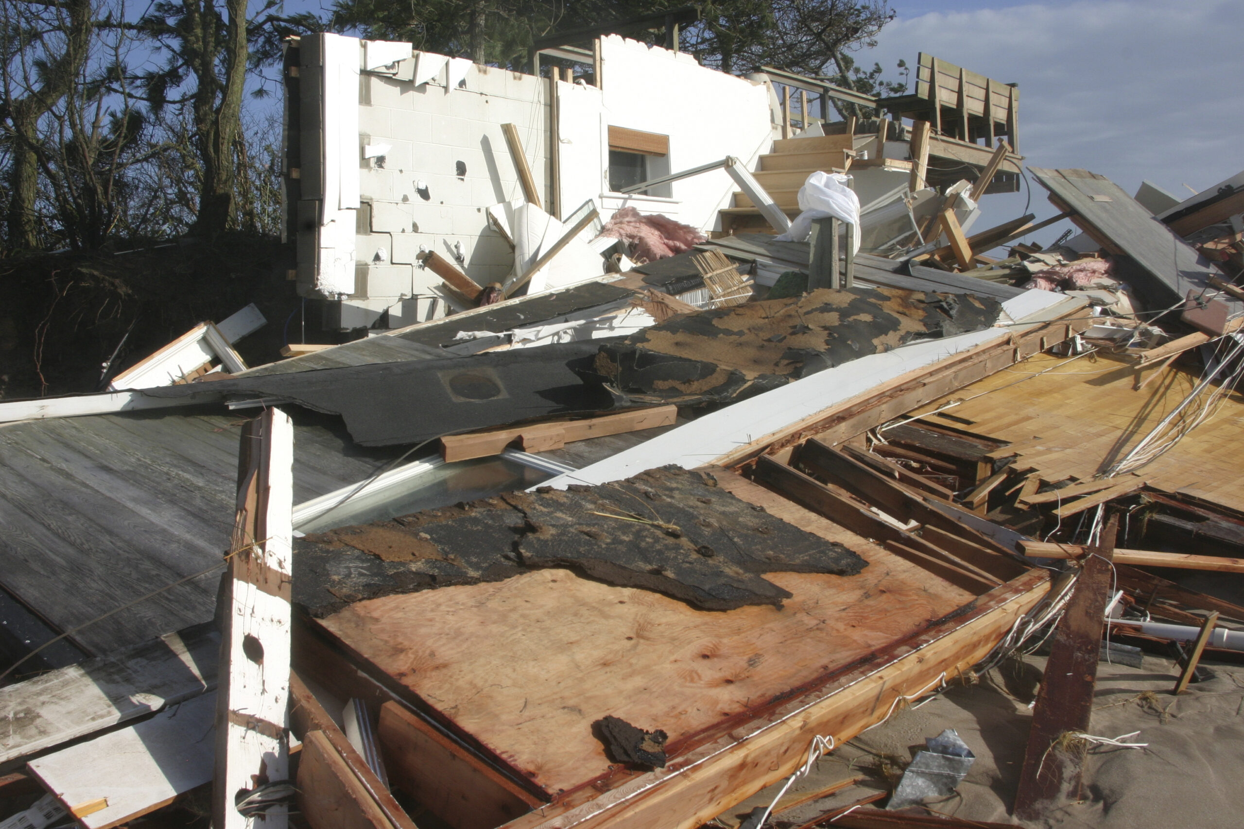 A house in Wainscott was destroyed by Sandy.  MICHEL WRIGHT