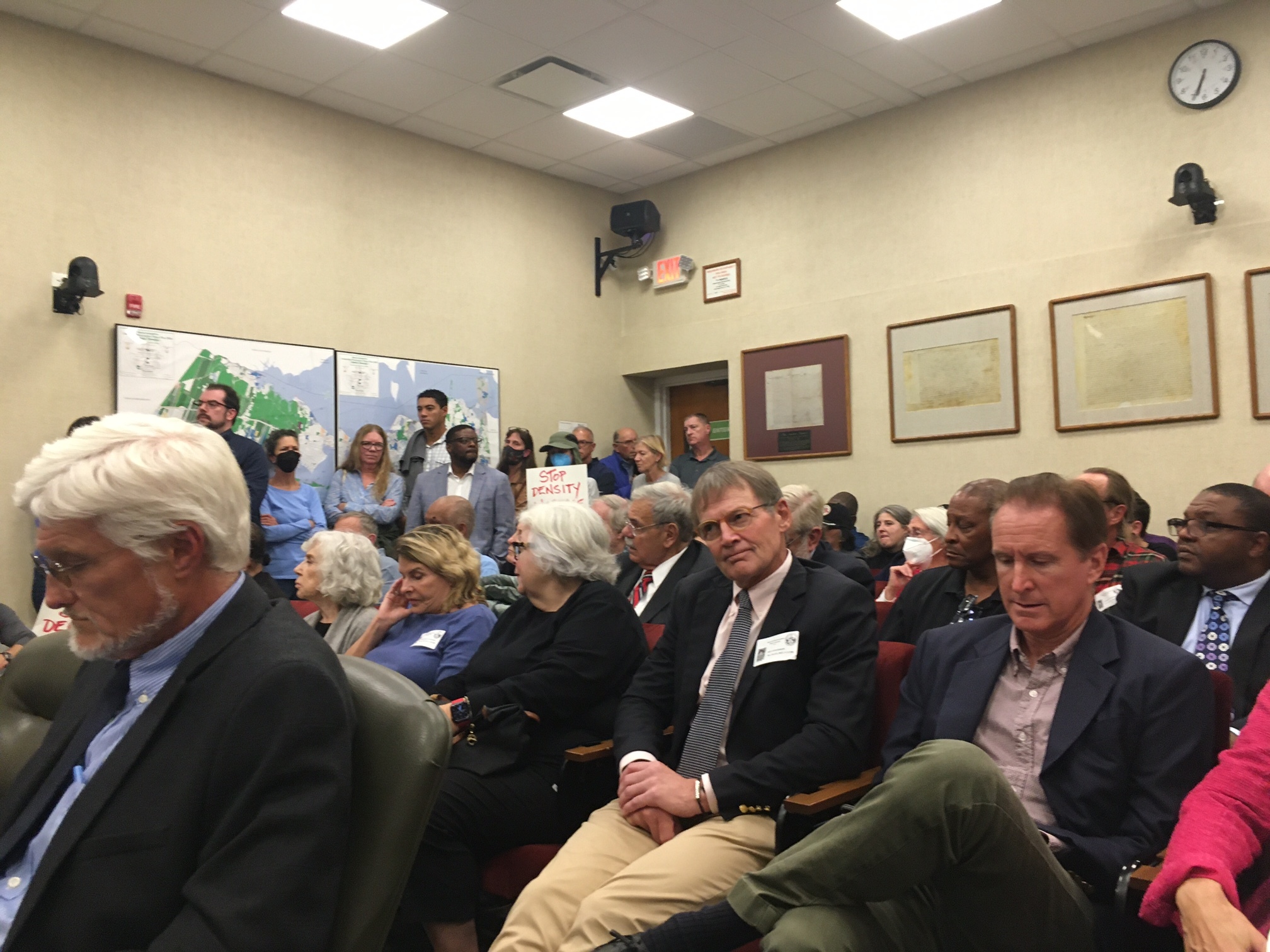 A standing room only crowd packed  Town Hall, spilling into the hallway,  to weigh in on the Liberty Gardens affordable housing project proposed for Southampton.    KITTY MERRILL