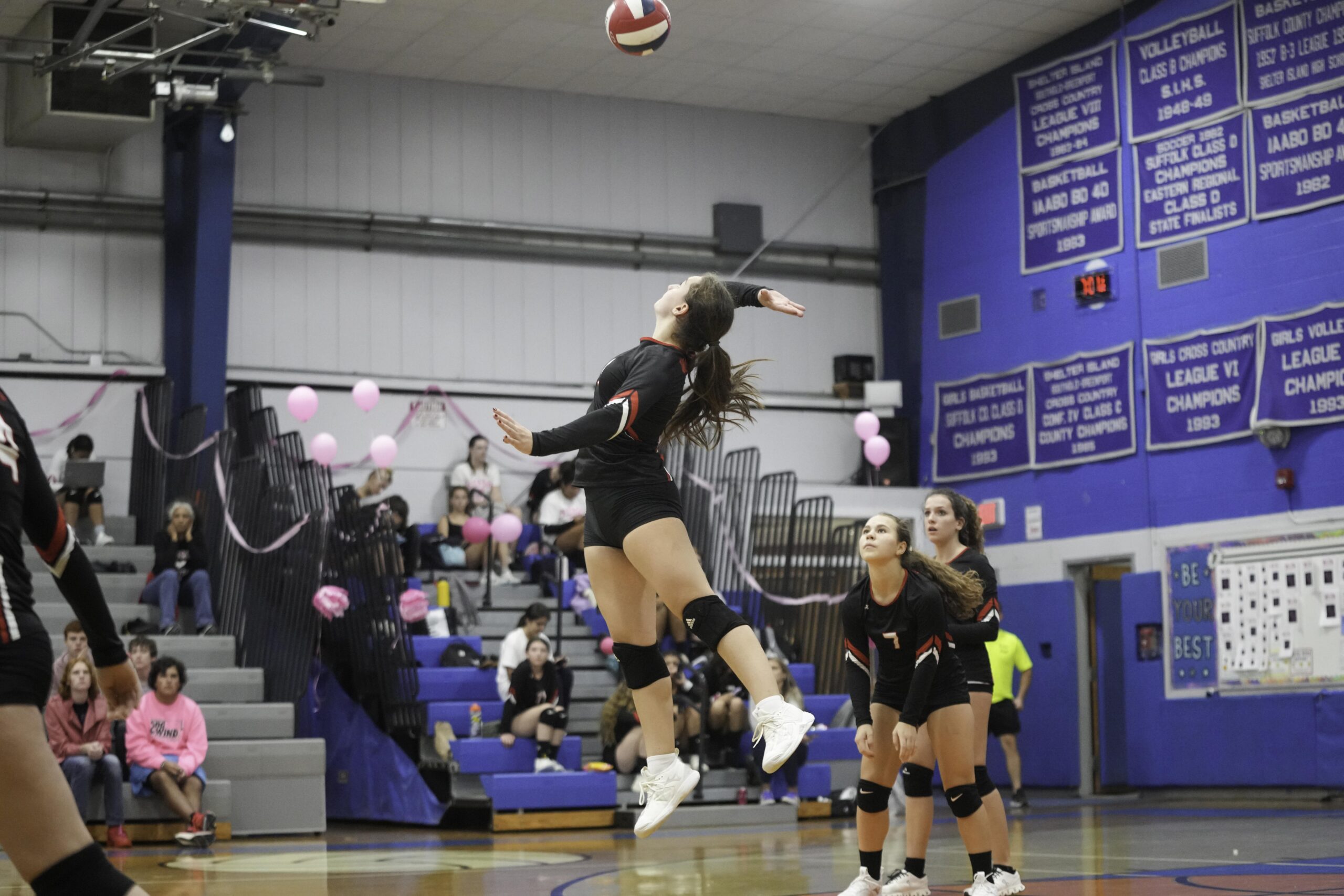 Pierson senior Grace Flanagan leaps to get the ball over the net.    RON ESPOSITO