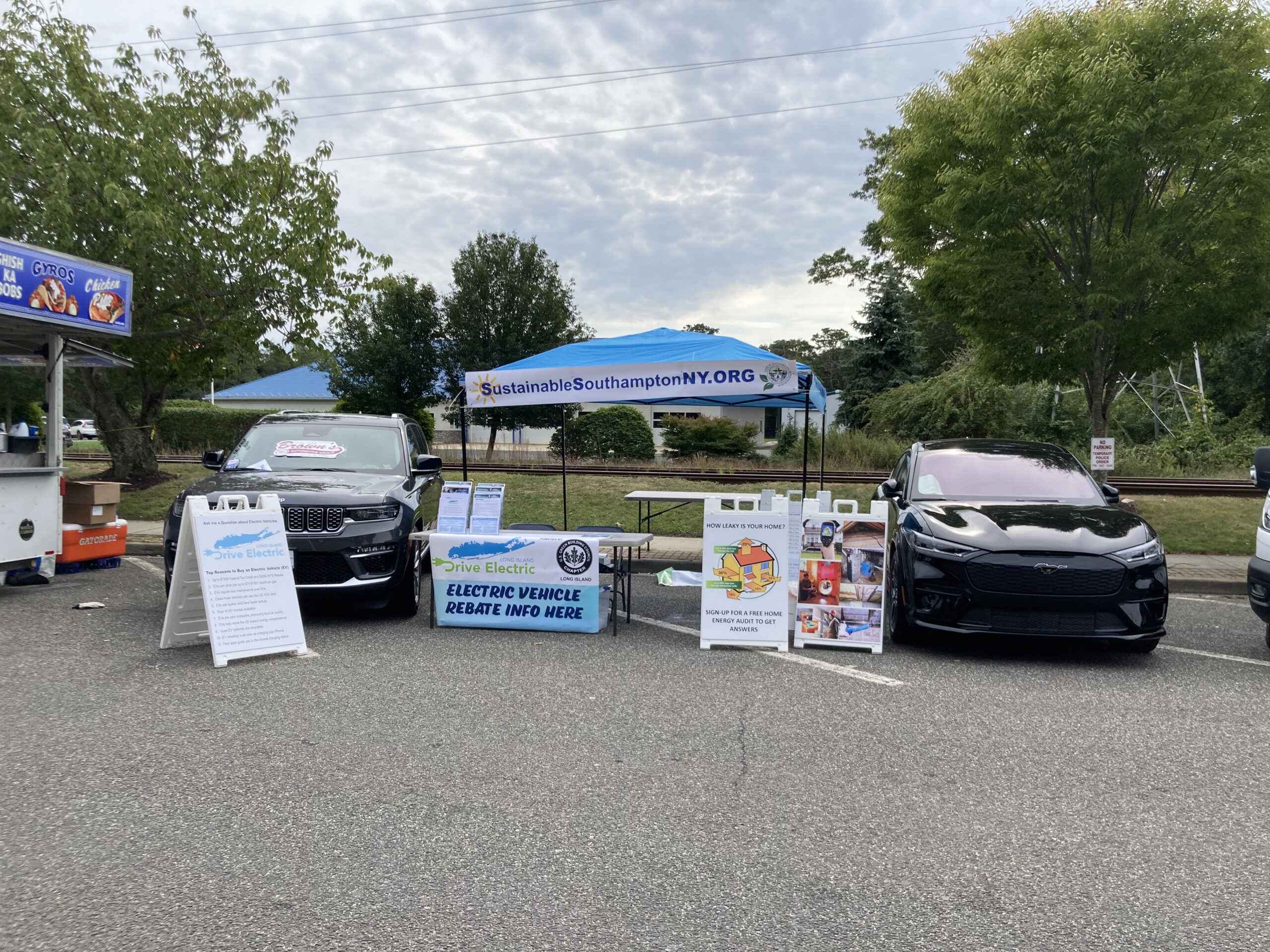 Sustainable Southampton and Drive Electric Long Island bring a selection of electric vehicles to the San Gennaro Feast of the Hamptons in Hampton Bays. COURTESY LYNN ARTHUR