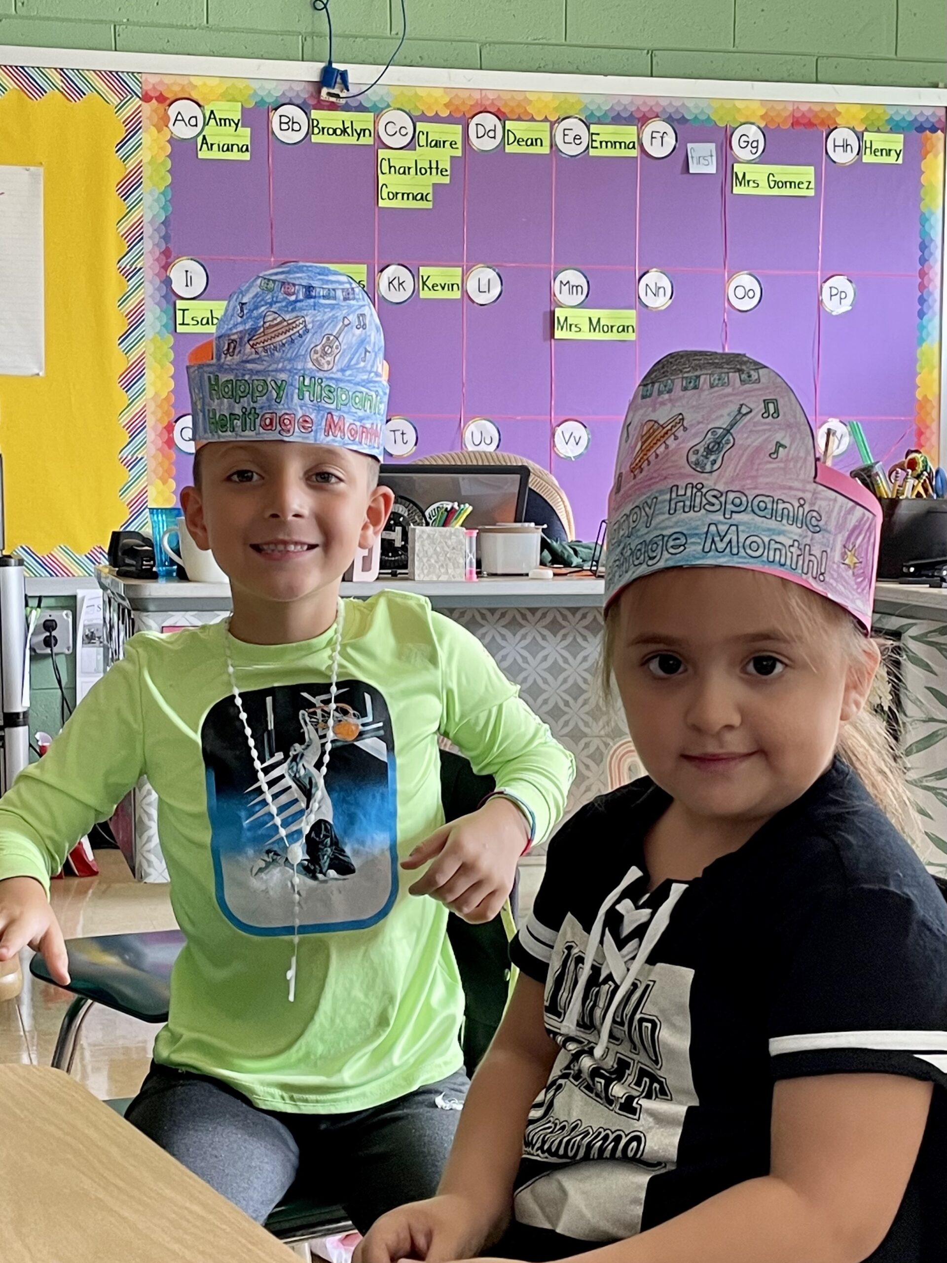 Westhampton Beach Elementary School students, including Dean Catalan and Ariana
Orrego, are celebrating Hispanic Heritage
Month through a variety of activities. COURTESY WESTHAMPTON BEACH SCHOOL DISTRICT
