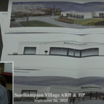Kenneth Lunstead presents new plans for a Brown Harris Stevens office at the former Southampton Post Office.