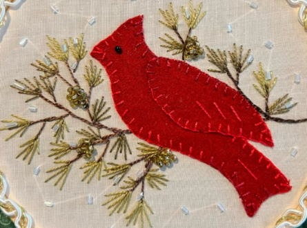 Embroidered Cardinal Ornament Class