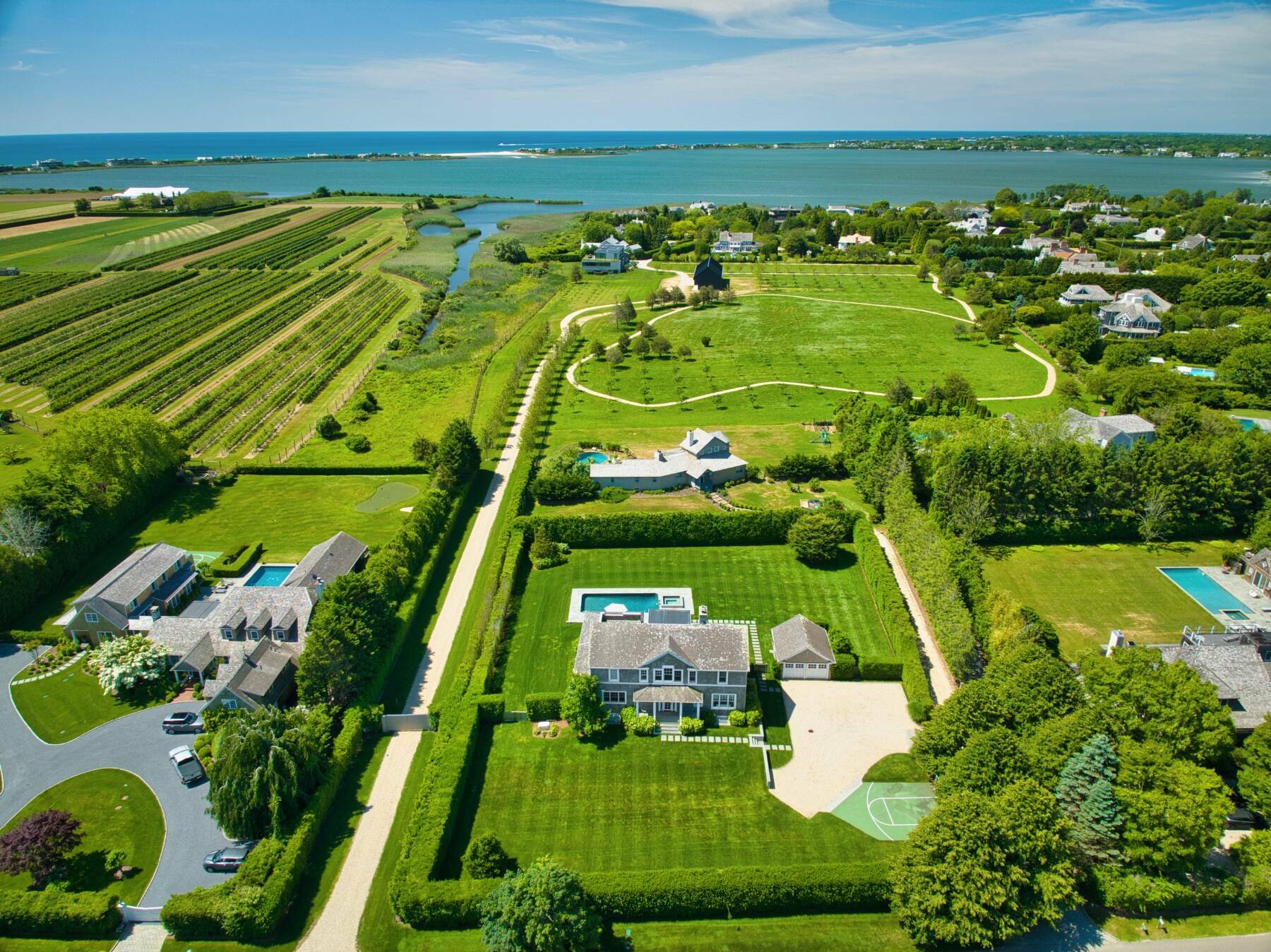 31 Mecox Bay Lane in Water Mill sold for $7.6 million. AERIAL HAMPTONS/COURTESY SOTHEBY'S INTERNATIONAL REALTY