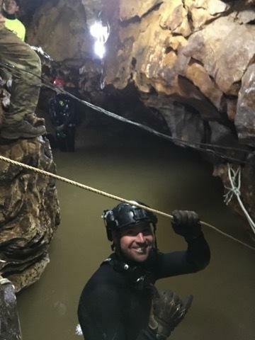 Tech. Sgt. John Merchand in the cave in Thailand.  COURTESY ANG 106th Rescue Wing