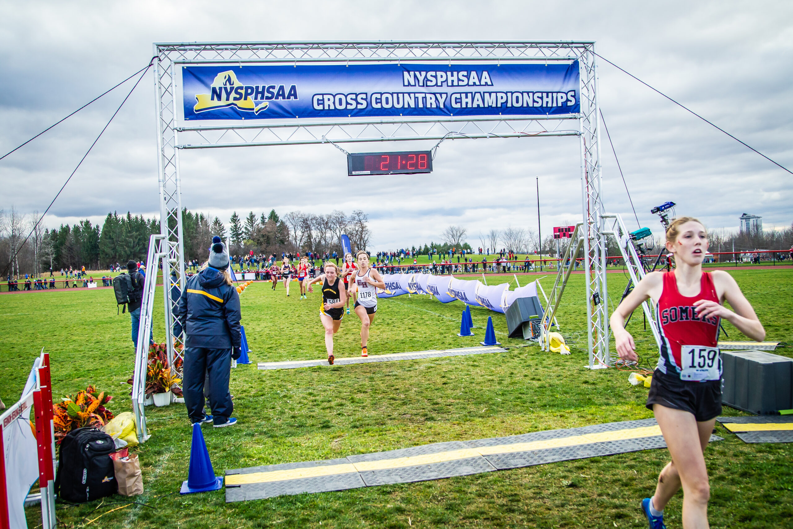 East Hampton junior Dylan Cashin crosses the finish line at the state meet on Saturday.    BEYOND THE PRINT/DAVID WILLIAMS