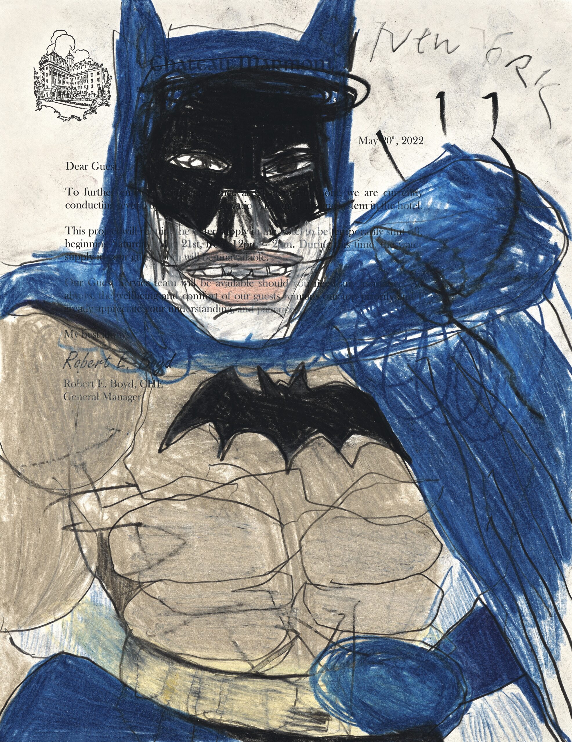 A work of Batman by Dana Louise Kirkpatrick on view in 