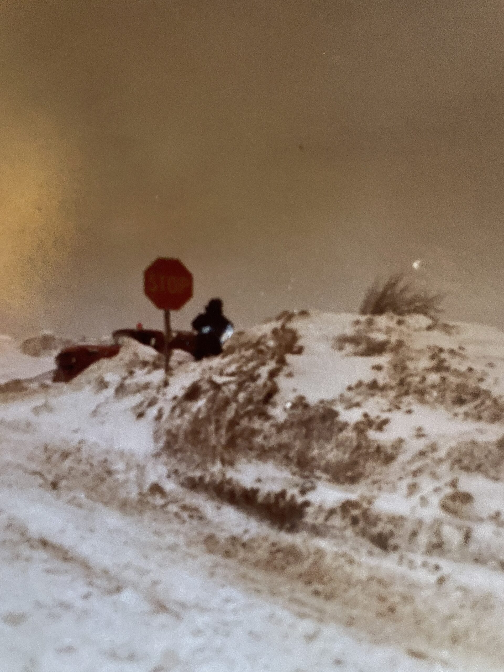 Tom Tillinghast atop a snow drift in Buffalo, 1977.