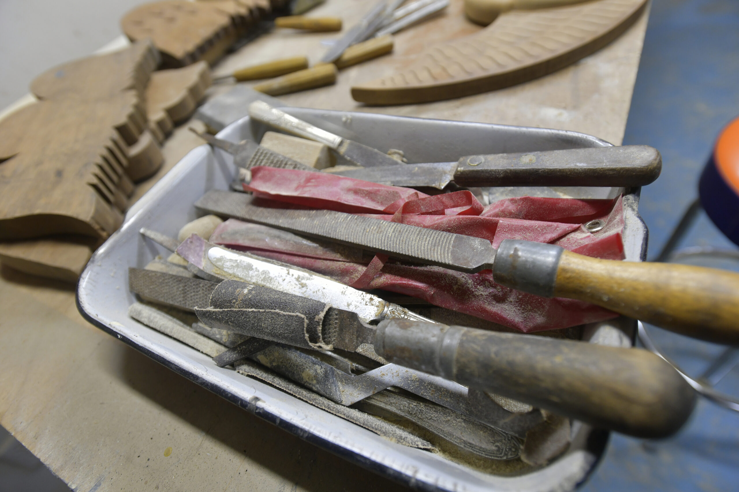 Some of the tools that David Cosgrove uses to create his pieces.  DANA SHAW