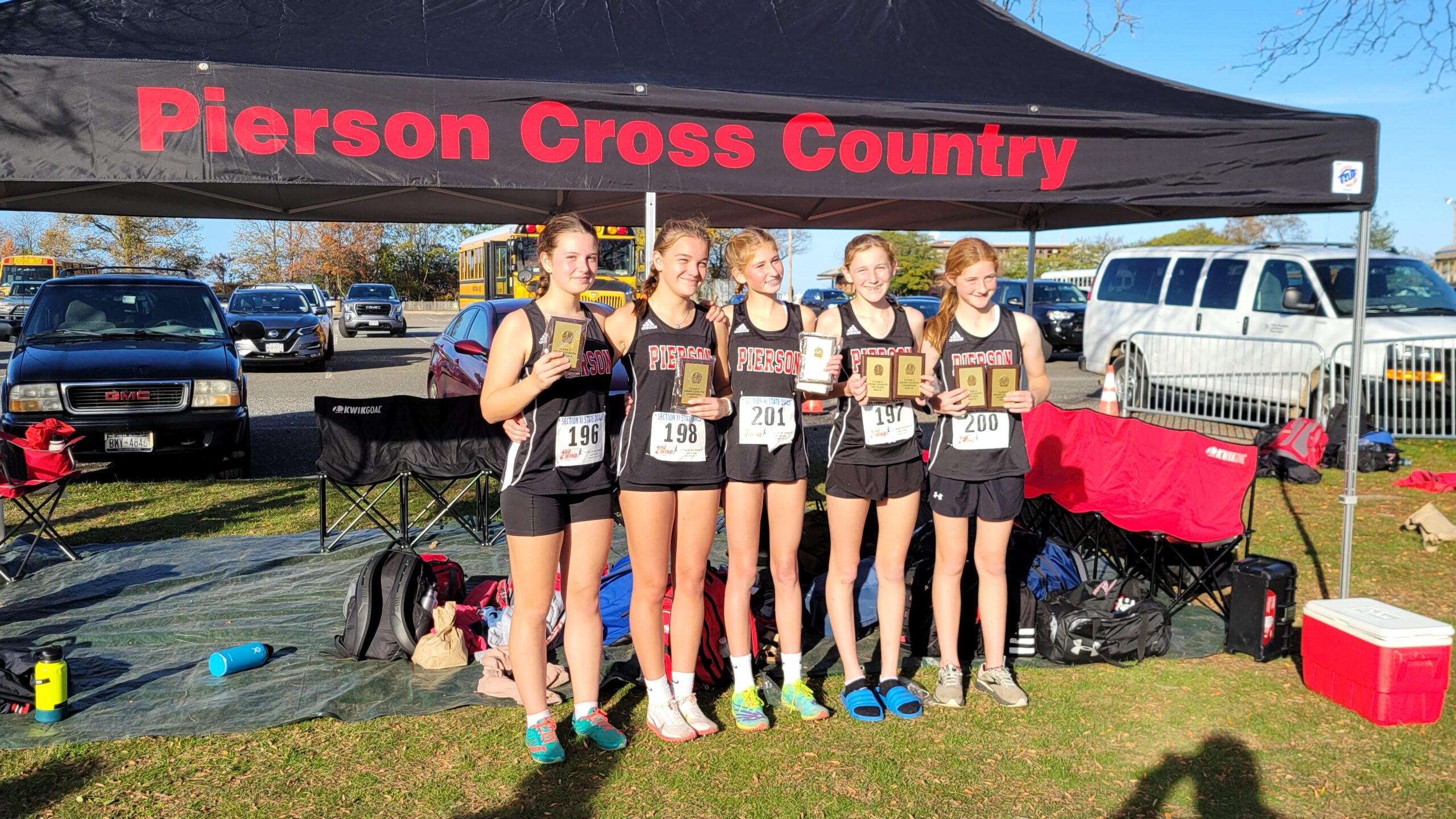 The Pierson girls cross country team won the Suffolk County Class D title on Friday.    DREW BUDD