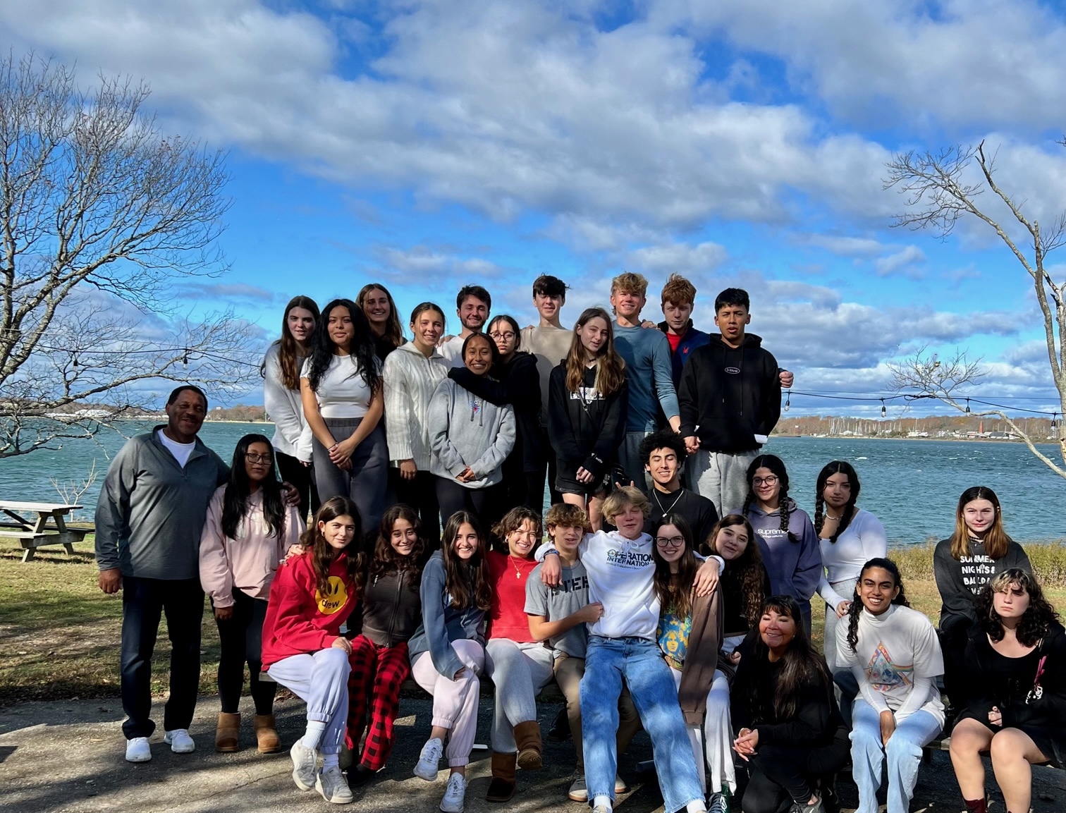 Members of Southampton High School’s Natural Helpers club recently participated in a retreat on Shelter Island. During the weekend retreat, they bonded and participated in training sessions on peer-to-peer support and bringing strength, resilience and kindness to their school. COURTESY SOUTHAMPTON SCHOOL DISTRICT