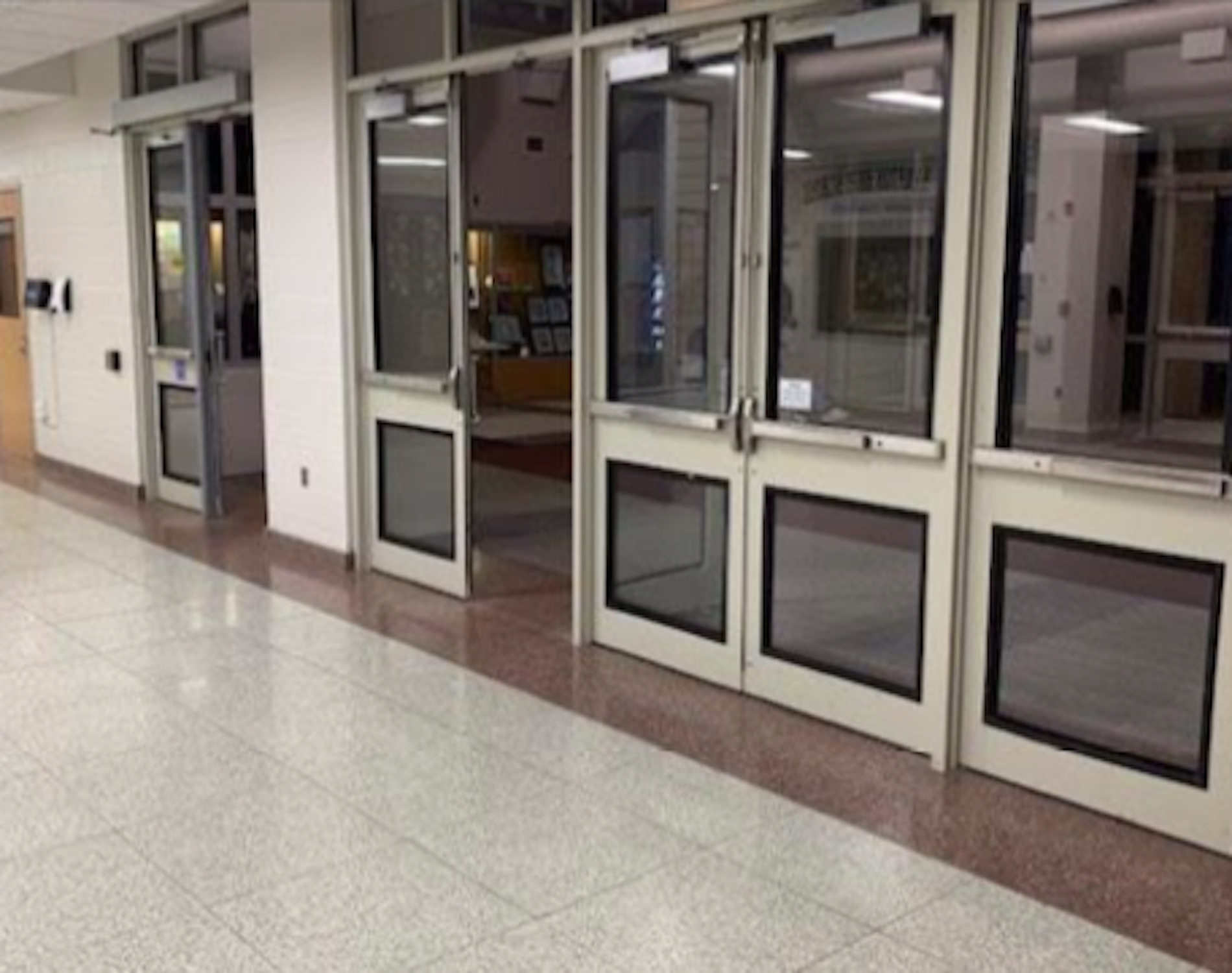 Lobby doors districtwide, especially those seen are at East Hampton High School, need to be replaced for safety and technology reasons. EAST HAMPTON SCHOOL DISTRICT