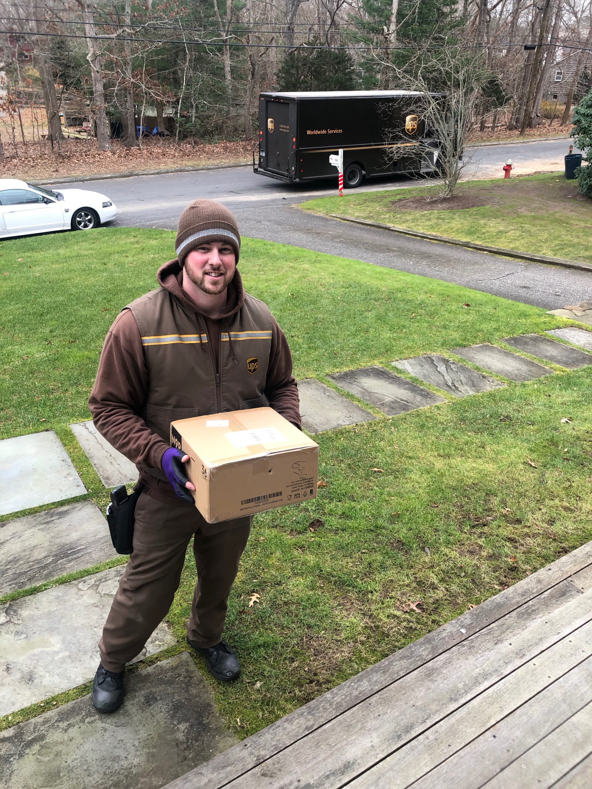Local UPS driver Jeff Feinstein says that about 70 percent of packages delivered in the Hamptons are via Amazon. To help drivers reduce carbon emissions, order in bundles rather than one thing at a time and never choose “expedited delivery.” JENNY NOBLE