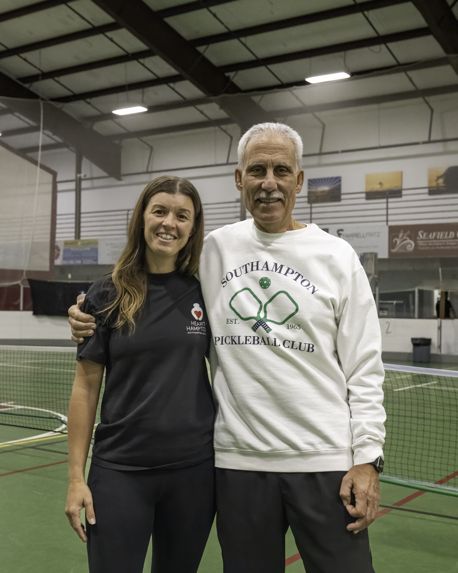 Heart of the Hamptons Executive Director Molly Bishop and Vinny Mangano, who runs Southampton Pickleball Club and is the USA Pickleball Ambassador for the North Mid-Atlantic region.   MARIANNE BARNETT