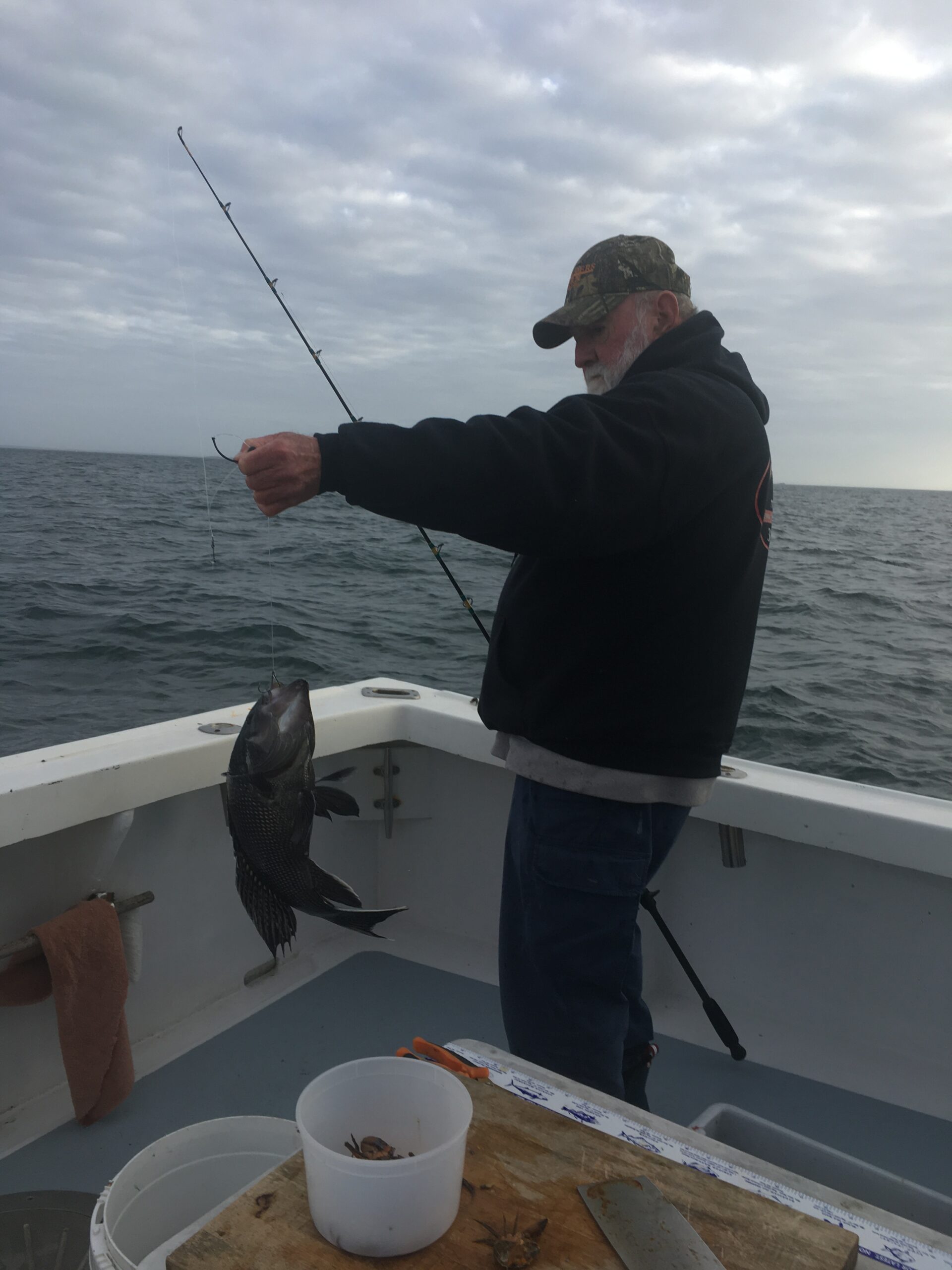 Al Daniels with a catch of blackfish.