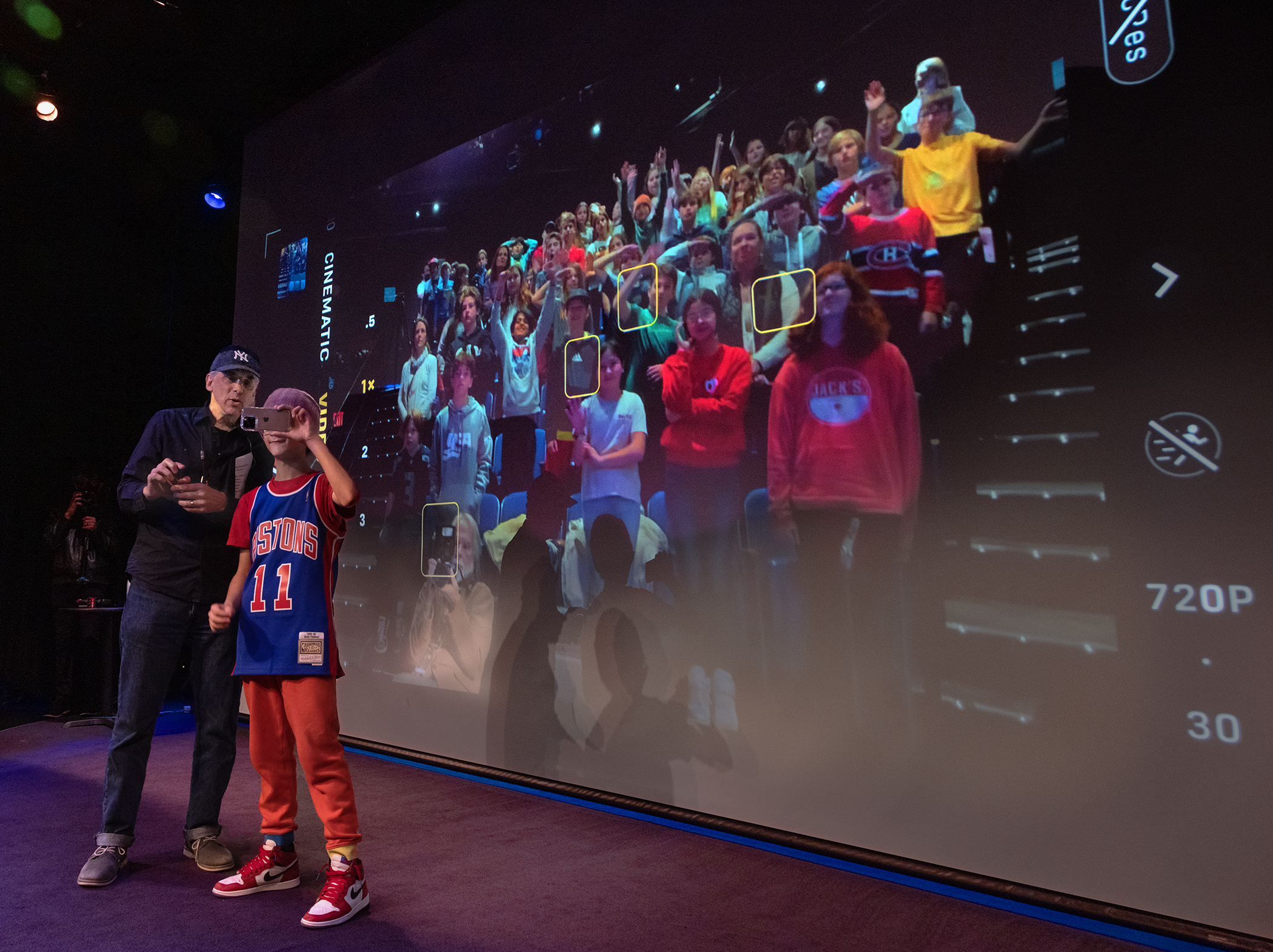 Filmmaker Roger Sherman of Florentine Films led a hands-on film-making workshop for nearly 350 students from area schools who attended the Hamptons Doc Fest’s Young Voices Program on December 6 at Bay Street Theater. CB GRUBB/COURTESY HAMPTONS DOC FEST