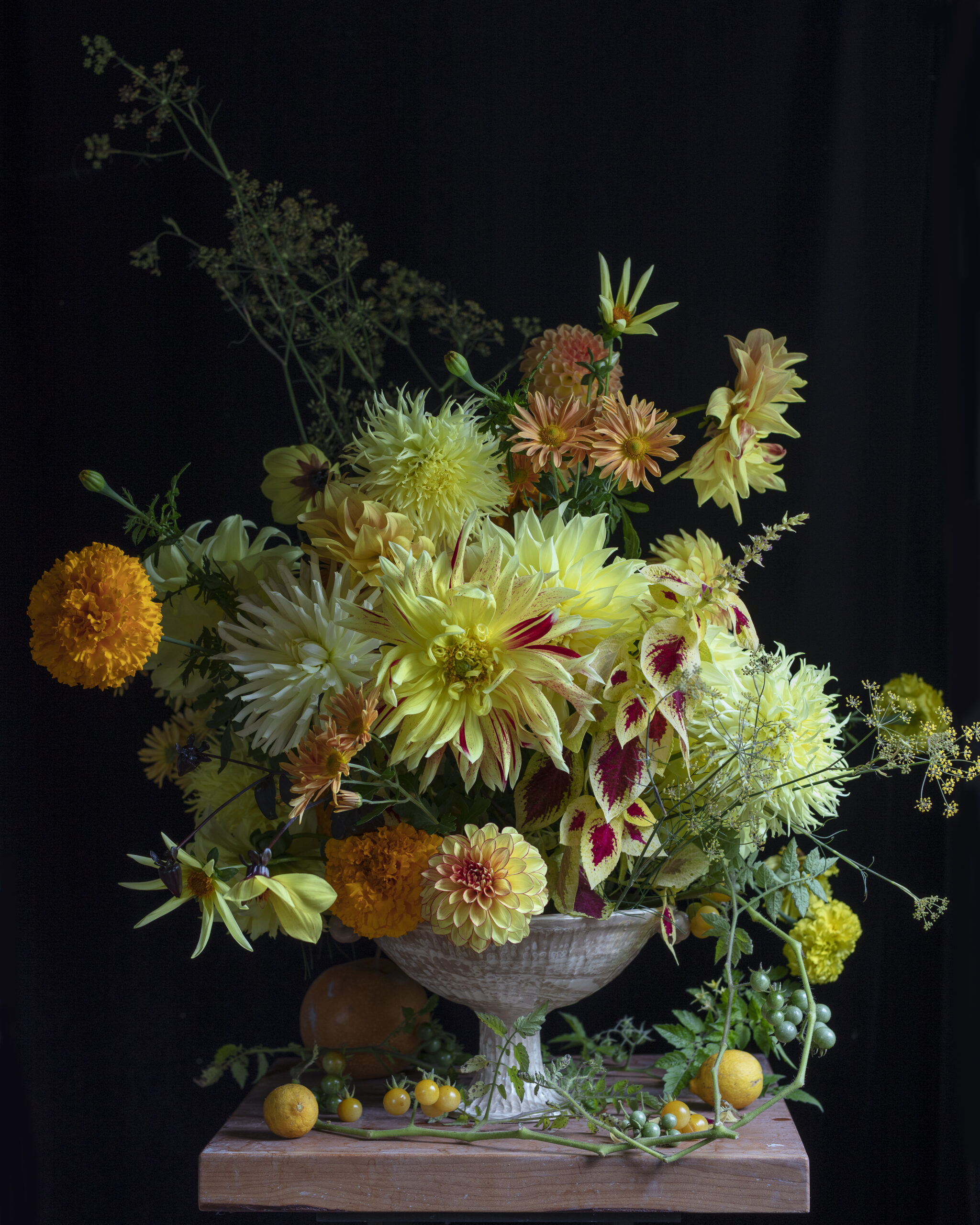A vase and floral display by Frances Palmer. FRANCES PALMER