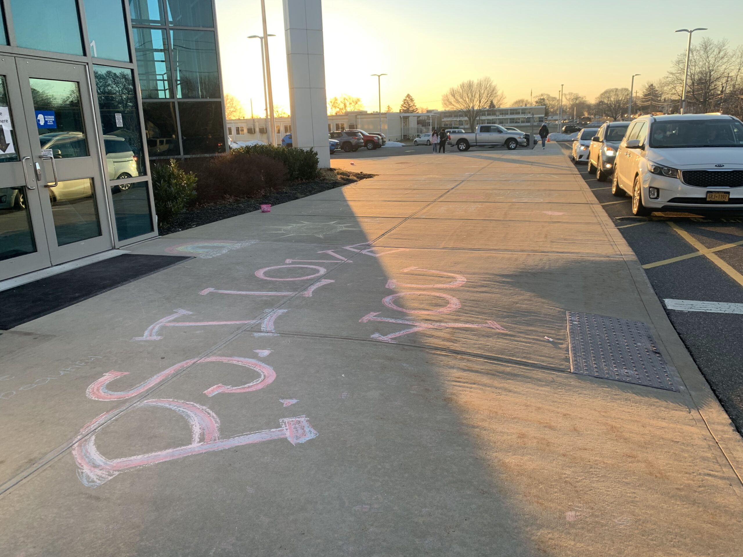 A message from Riverhead High School students. COURTESY JENNIFER BOESE, RIVERHEAD HIGH SCHOOL