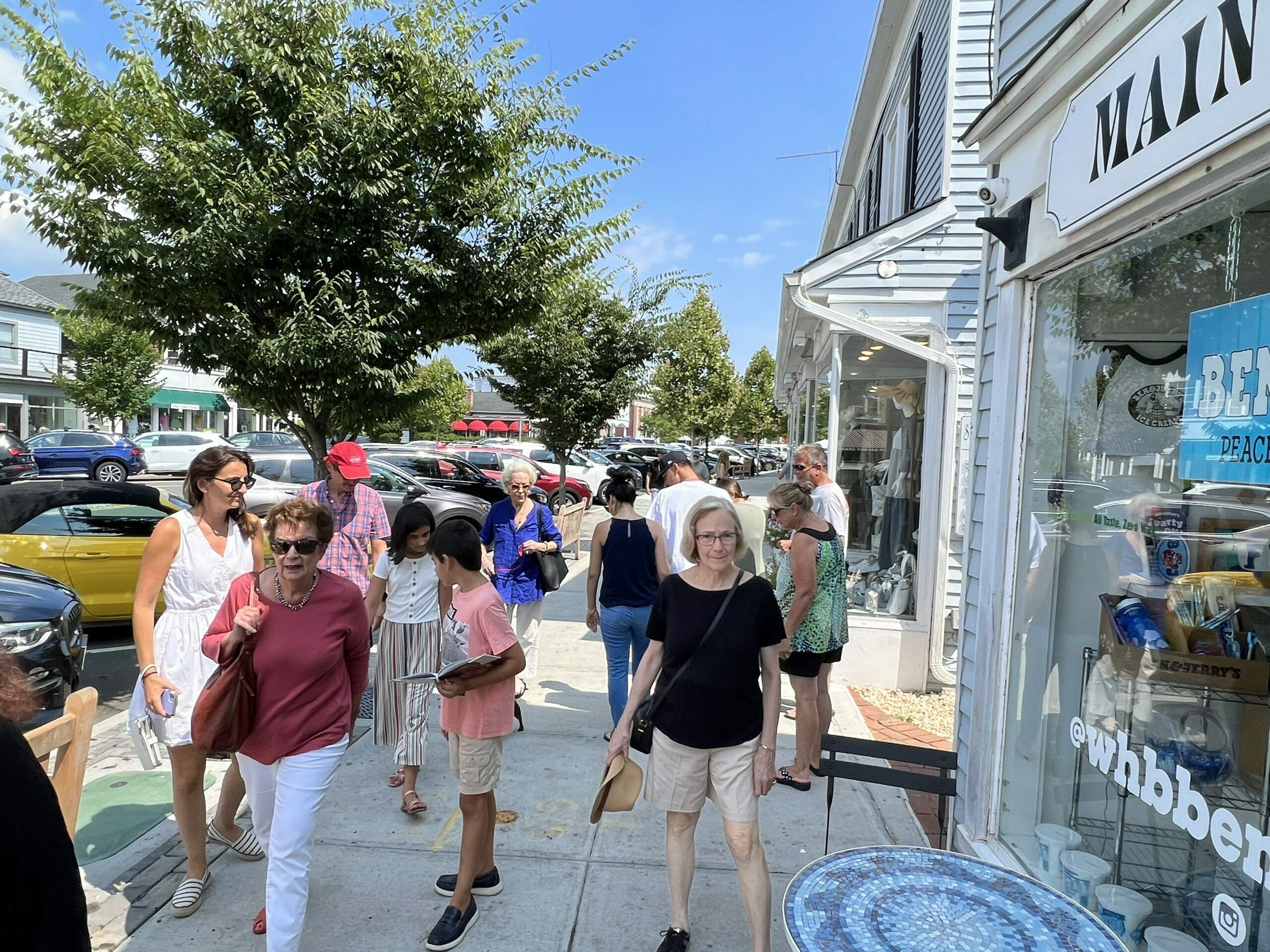 A busy Westhampton Beach Main Street in August. FILE PHOTO