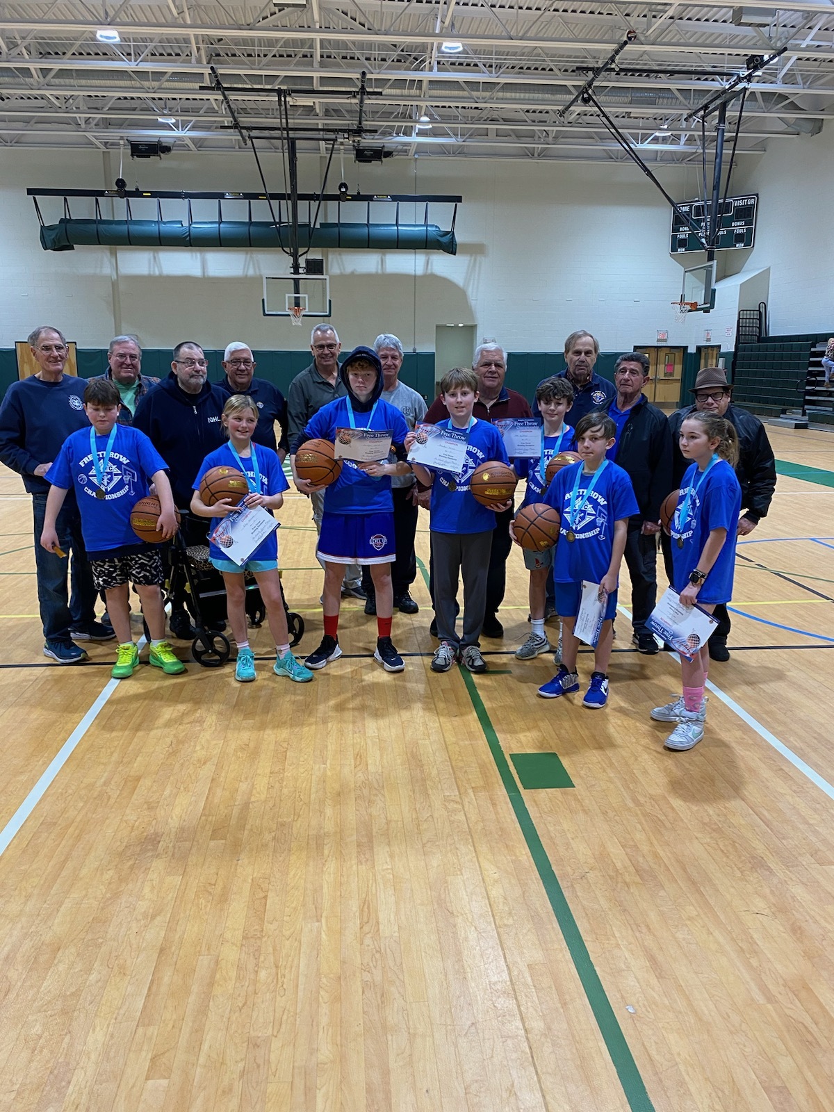 The local Knights of Columbus chapter held its annual Free Throw Contest last Friday at Westhampton Beach Middle School. The winners received a certificate,  a new basketball and a medal for their achievement, plus an invitation to compete at the next level.
The boy winners, by age, were  Brody Selig (9), Jake Krentzman (10),  Brandon Pesce (11) and Cian Belkin (12). The girl winners were  Riley Magner (10), Tierney Canty (11) and Kaitlyn Lynch (14). COURTESY KNIGHTS OF COLUMBUS