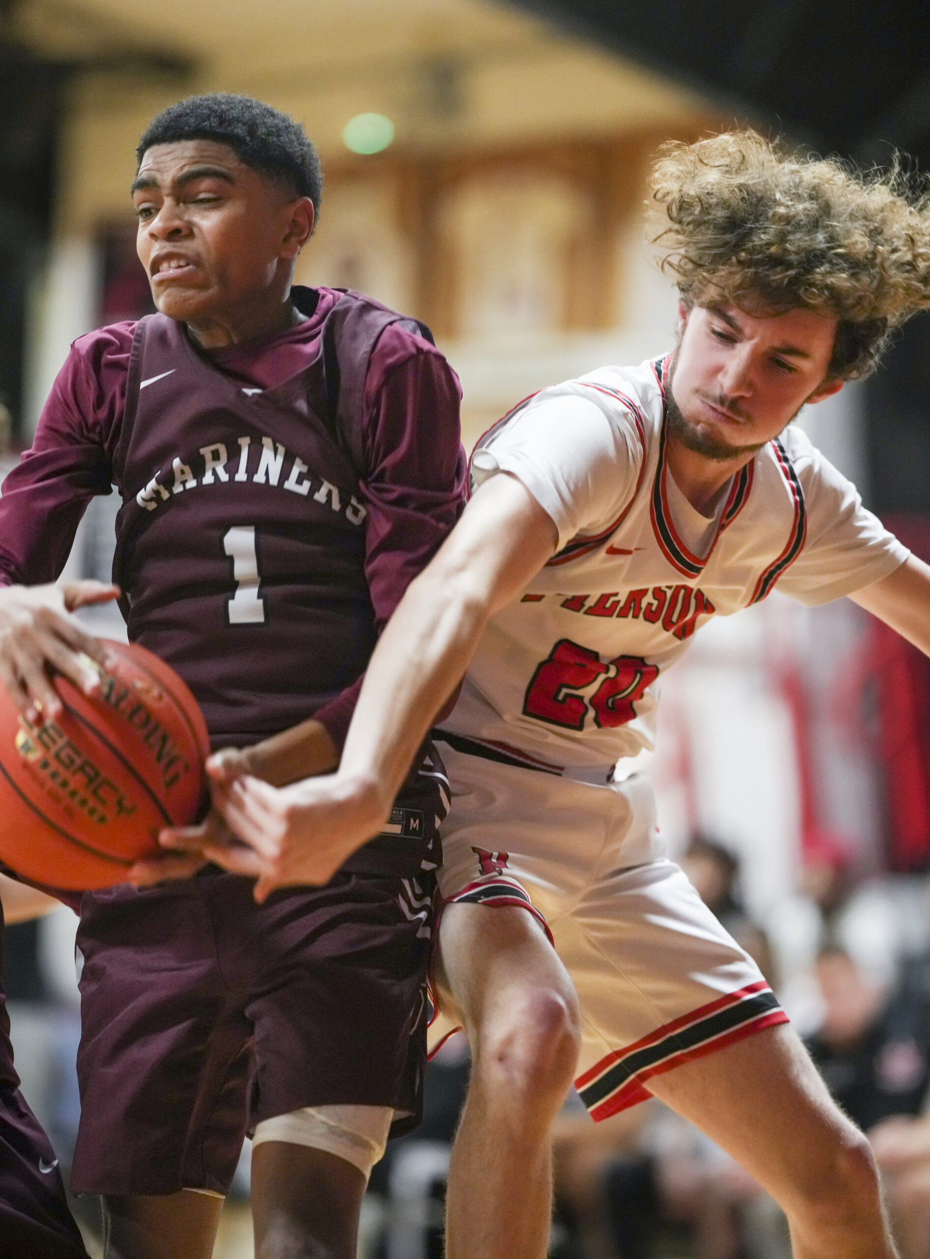 Southampton's Tyson Reddick and Pierson's Lance Schroeder go for the ball.  RON ESPOSITO